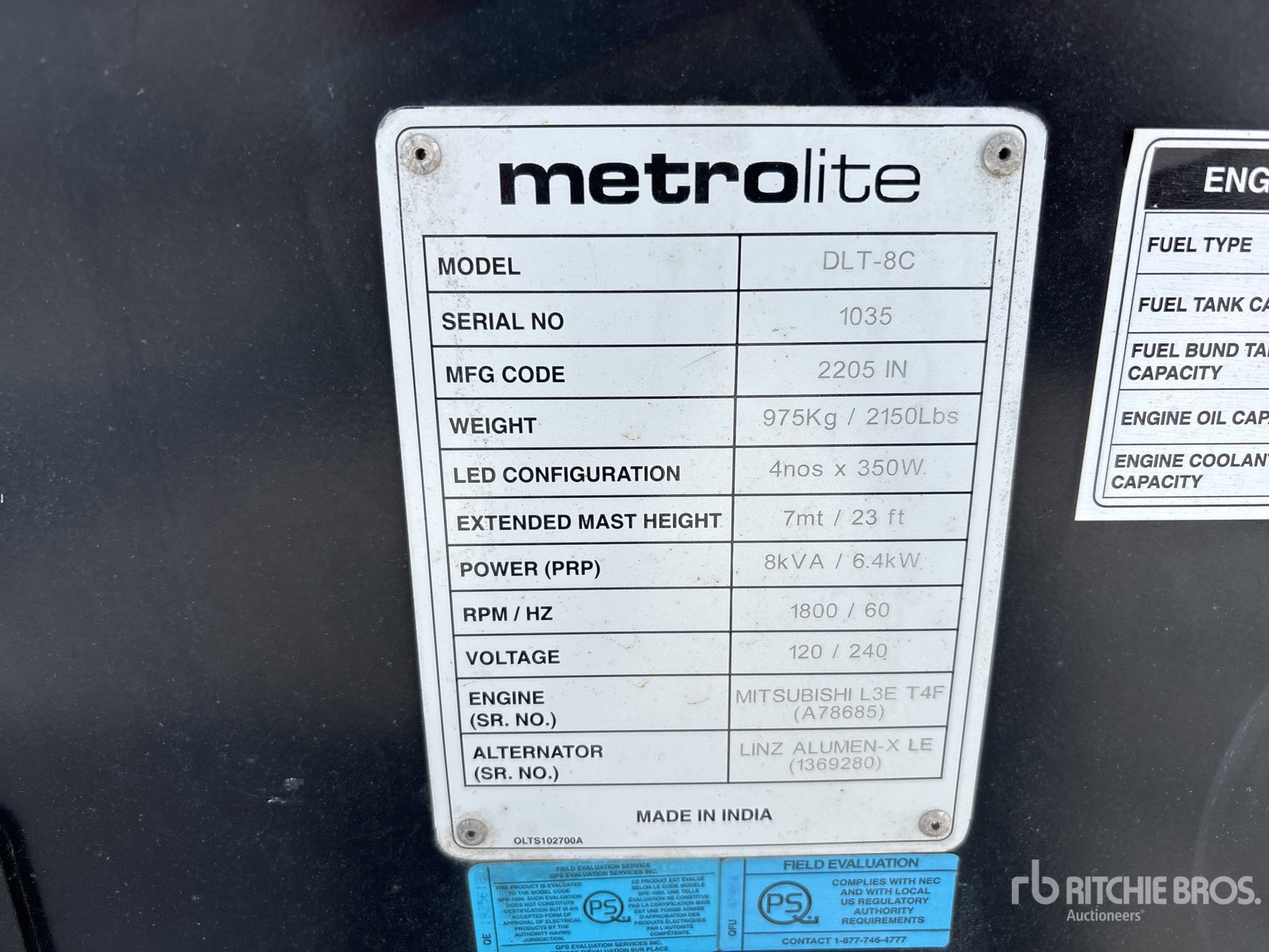 General Appearance with Serial Number / VIN