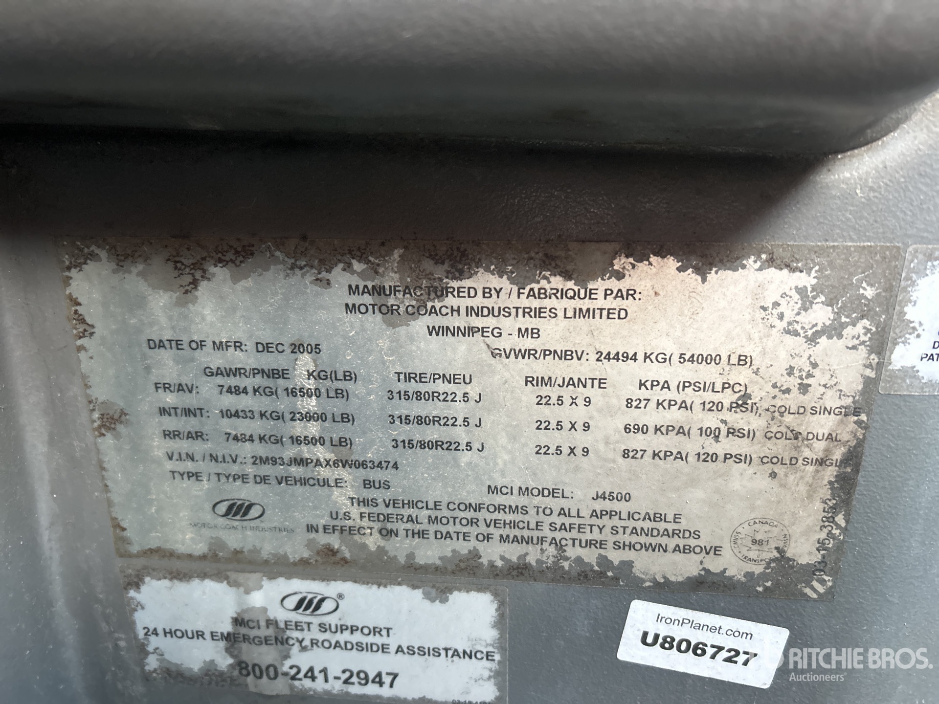 General Appearance with Serial Number / VIN