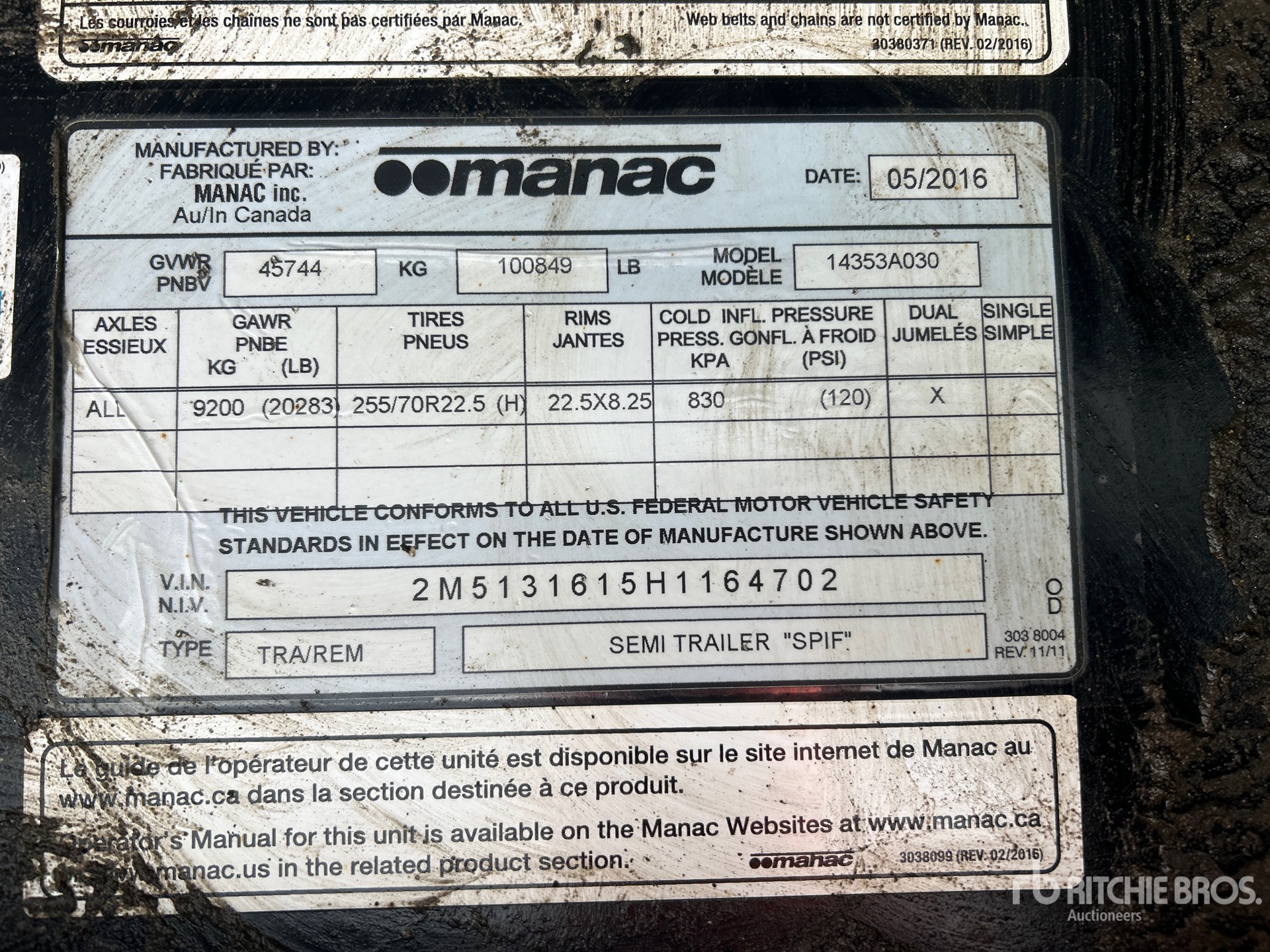 General Appearance with Serial Number / VIN