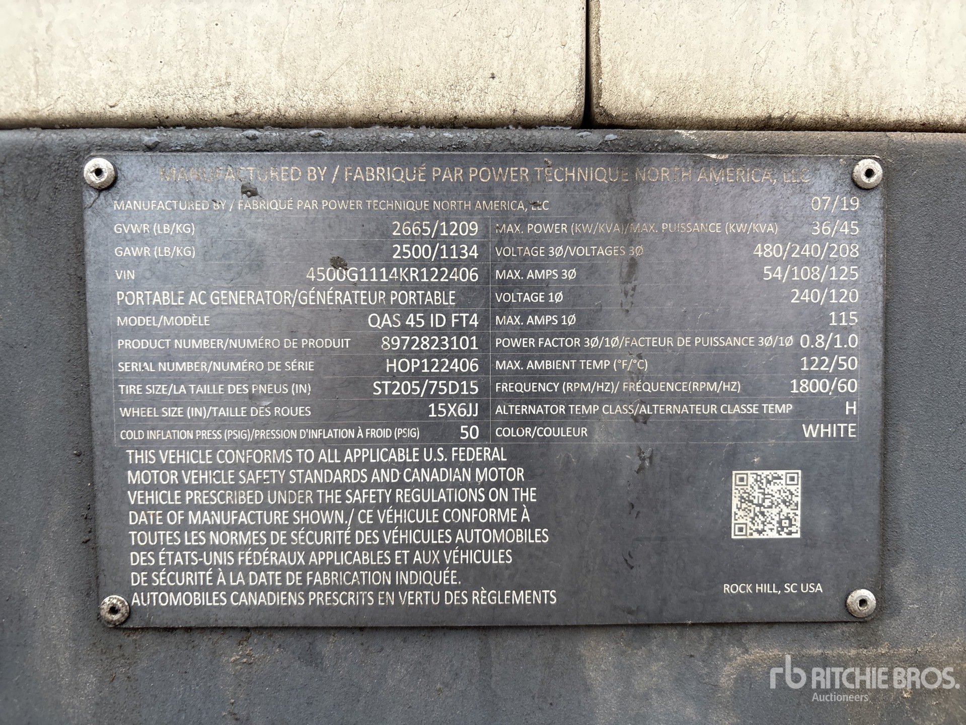 General Appearance with Serial Number / VIN