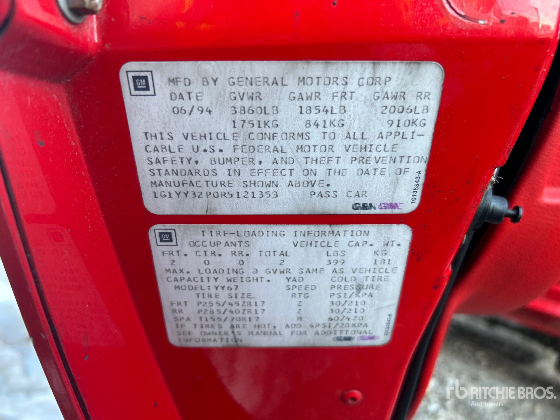 General Appearance with Serial Number / VIN