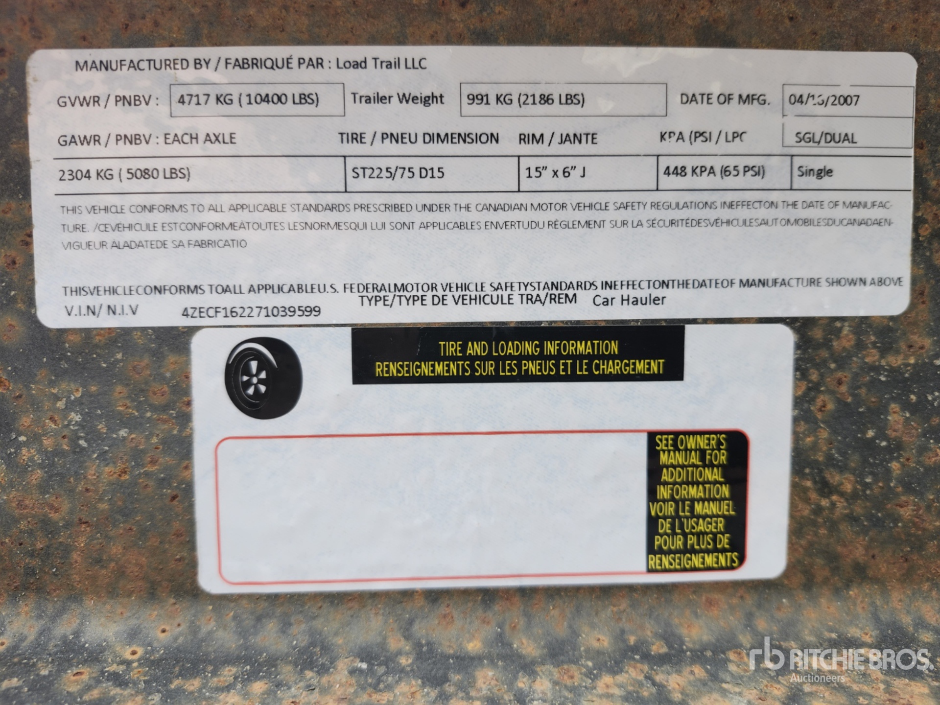 General Appearance with Serial Number / VIN