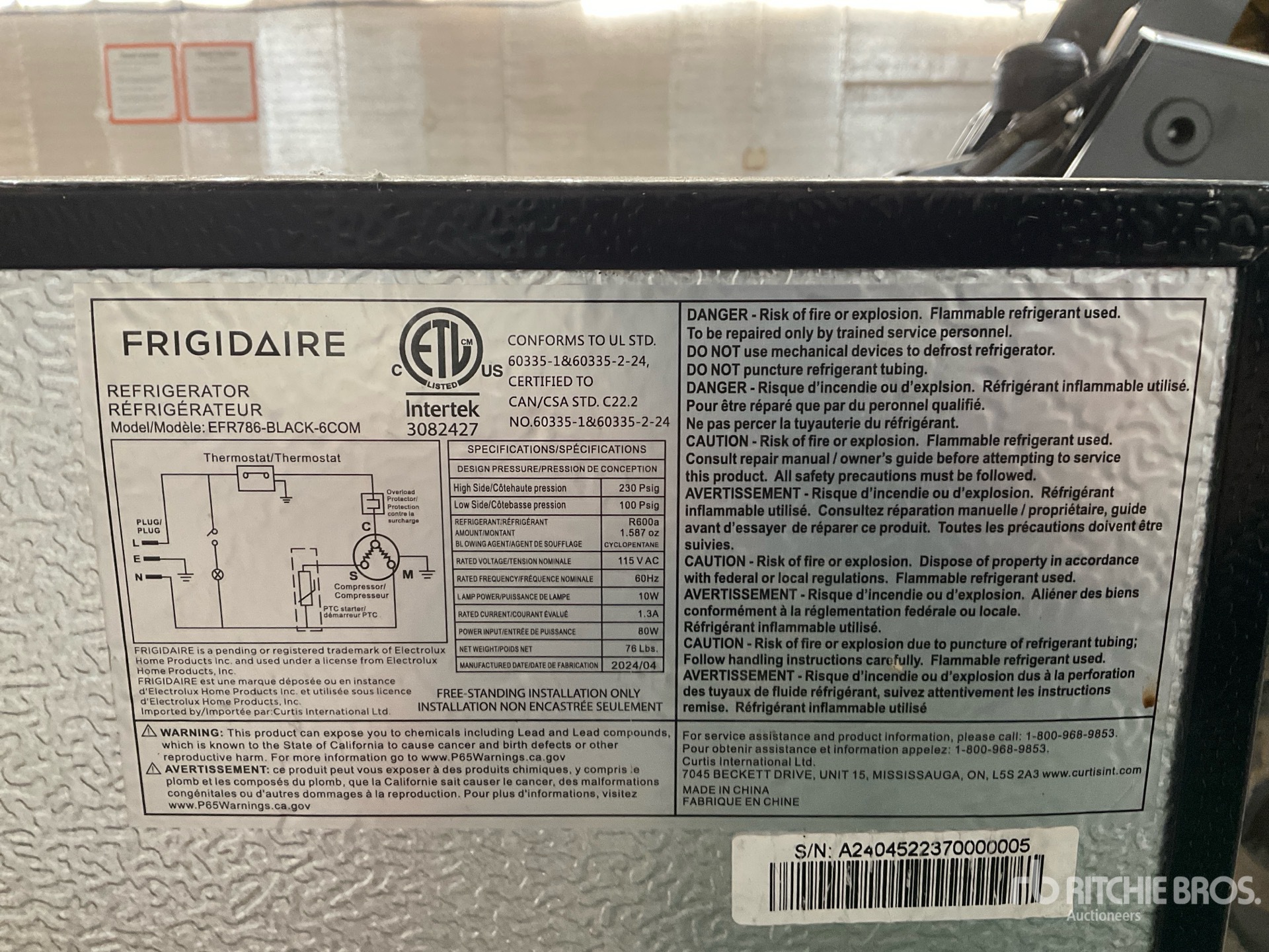 General Appearance with Serial Number / VIN