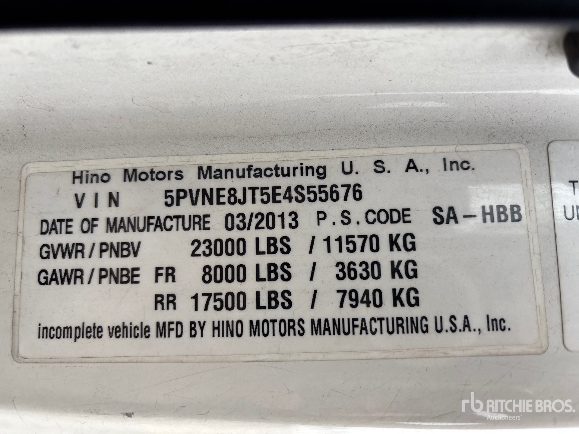 General Appearance with Serial Number / VIN