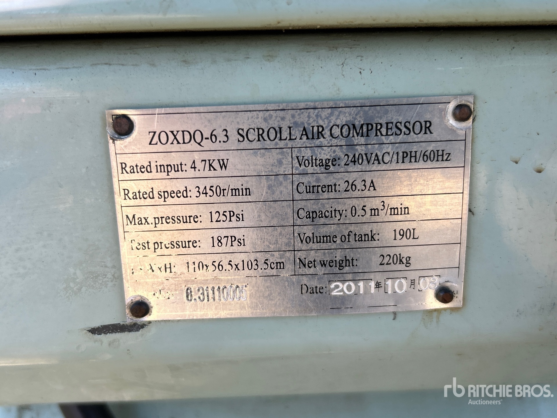 General Appearance with Serial Number / VIN