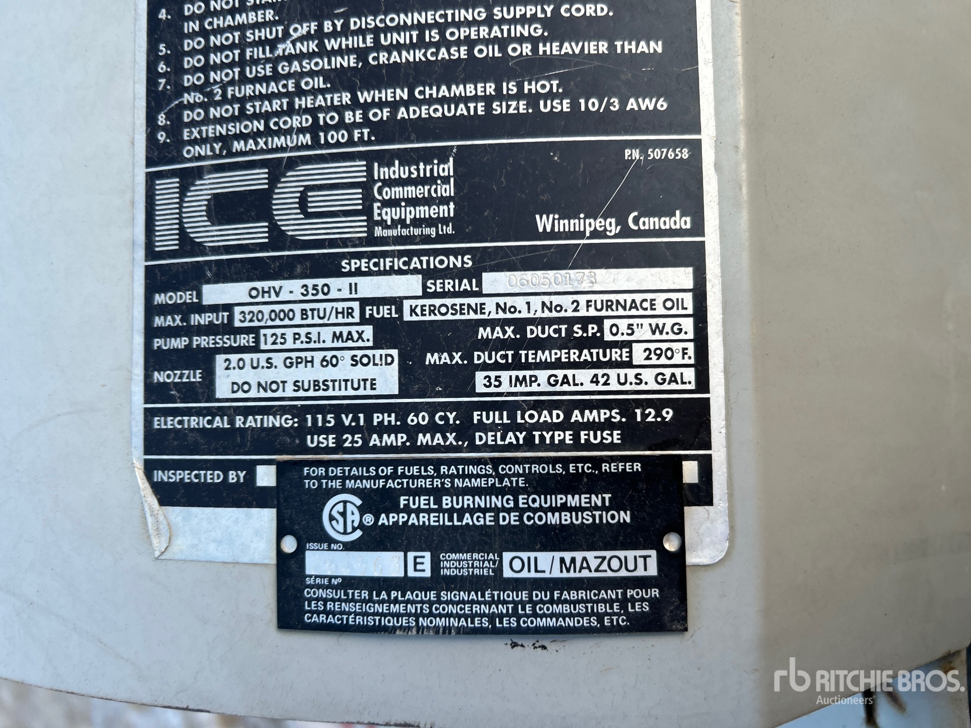 General Appearance with Serial Number / VIN