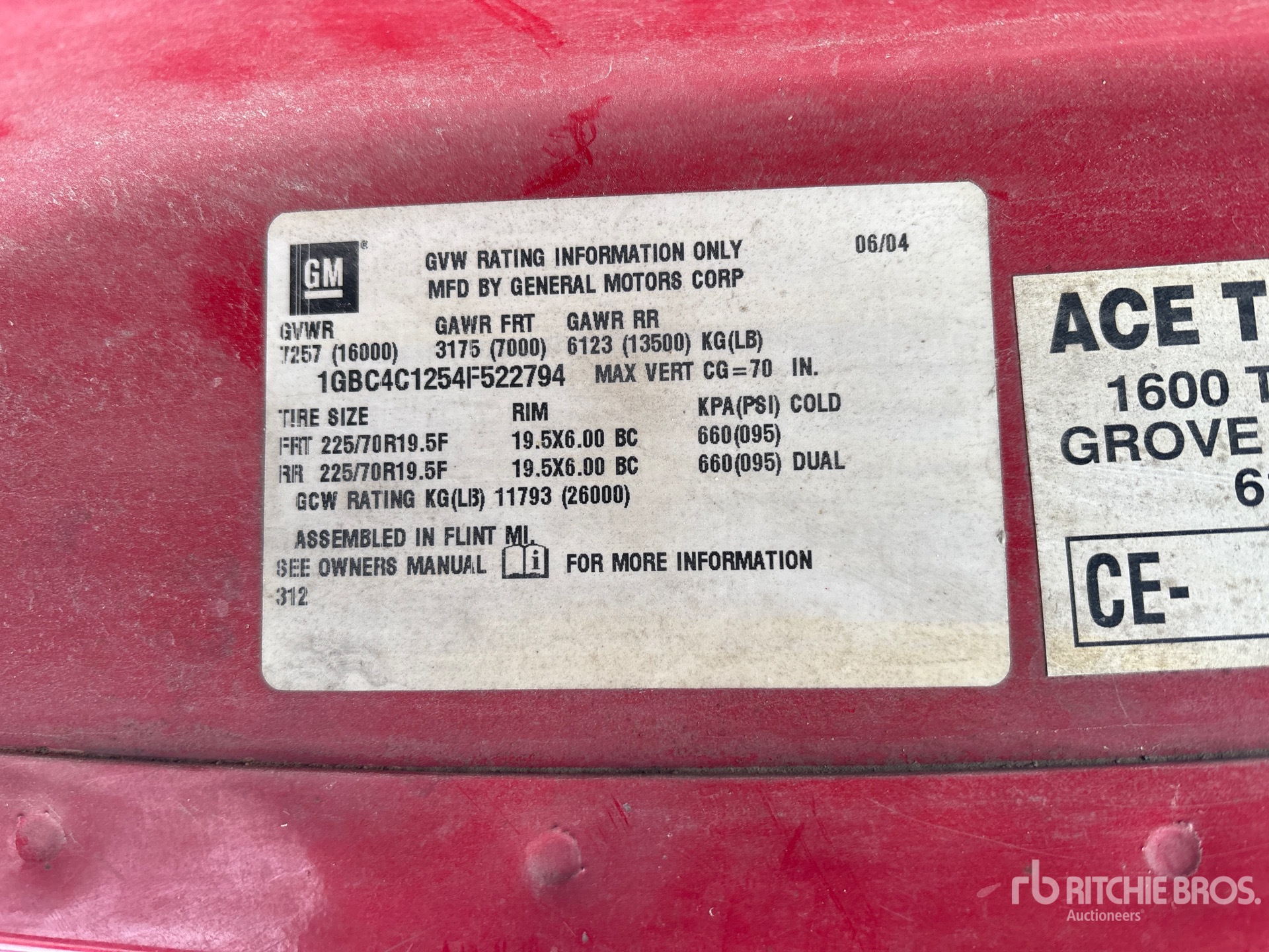 General Appearance with Serial Number / VIN