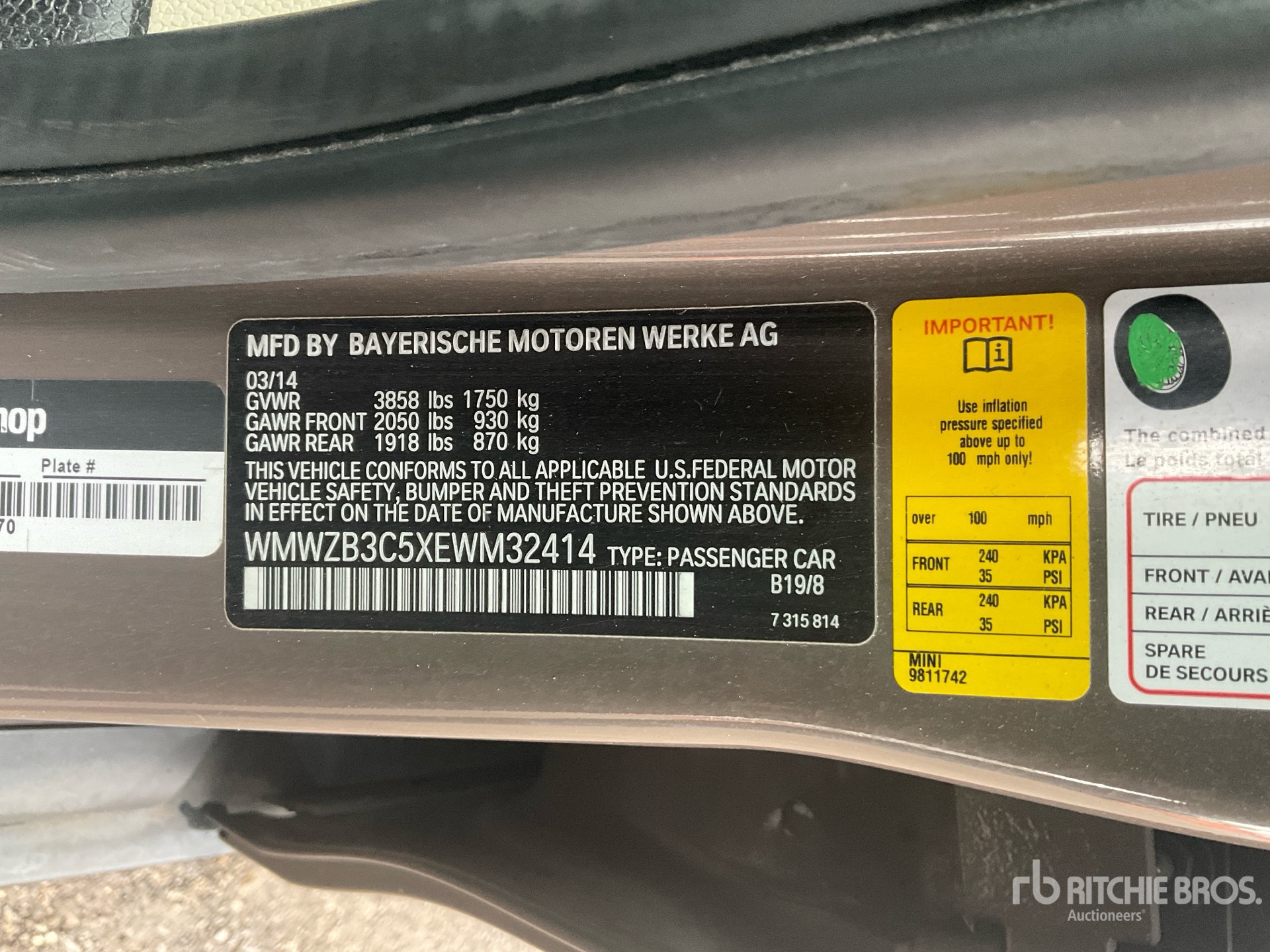 General Appearance with Serial Number / VIN