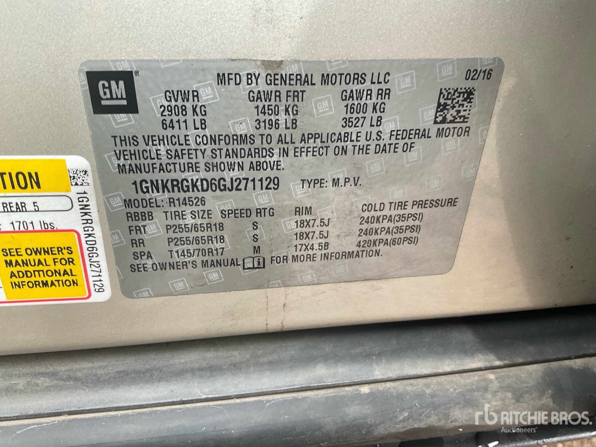 General Appearance with Serial Number / VIN