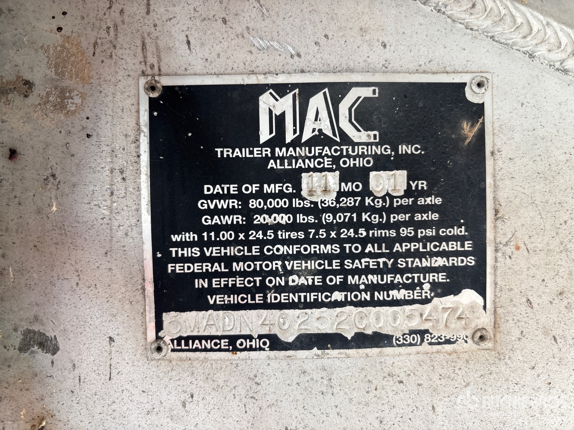 General Appearance with Serial Number / VIN