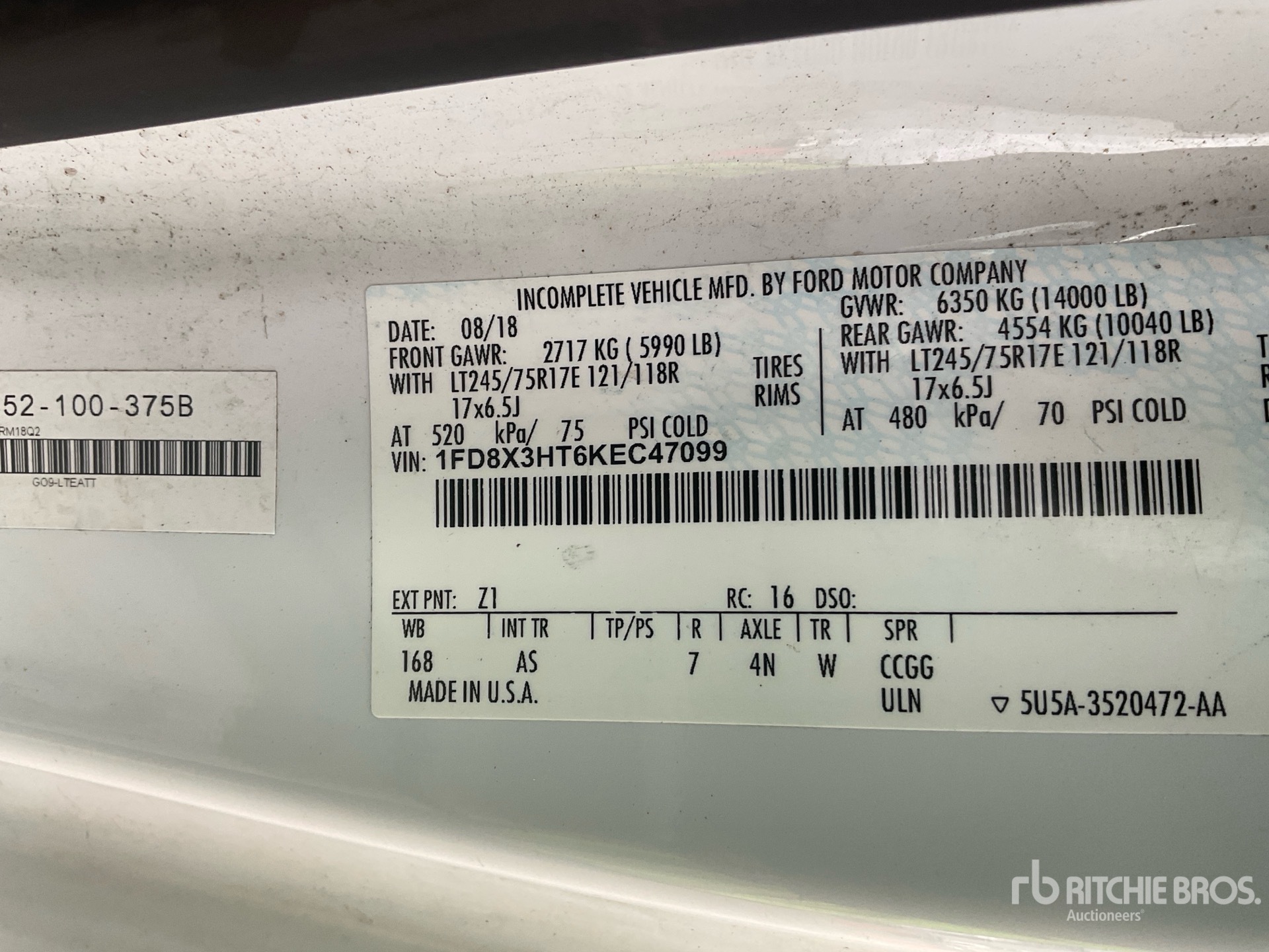 General Appearance with Serial Number / VIN