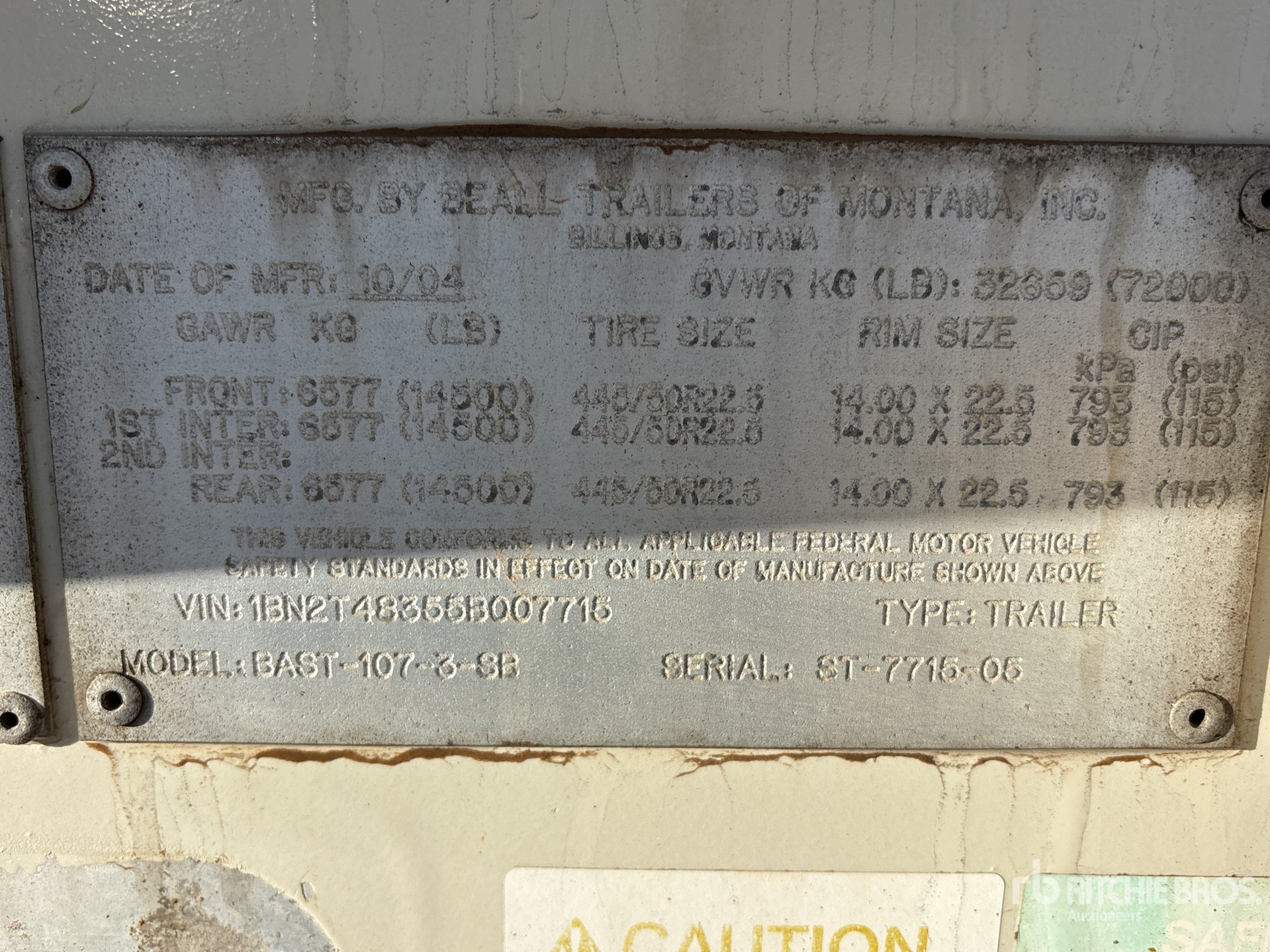 General Appearance with Serial Number / VIN