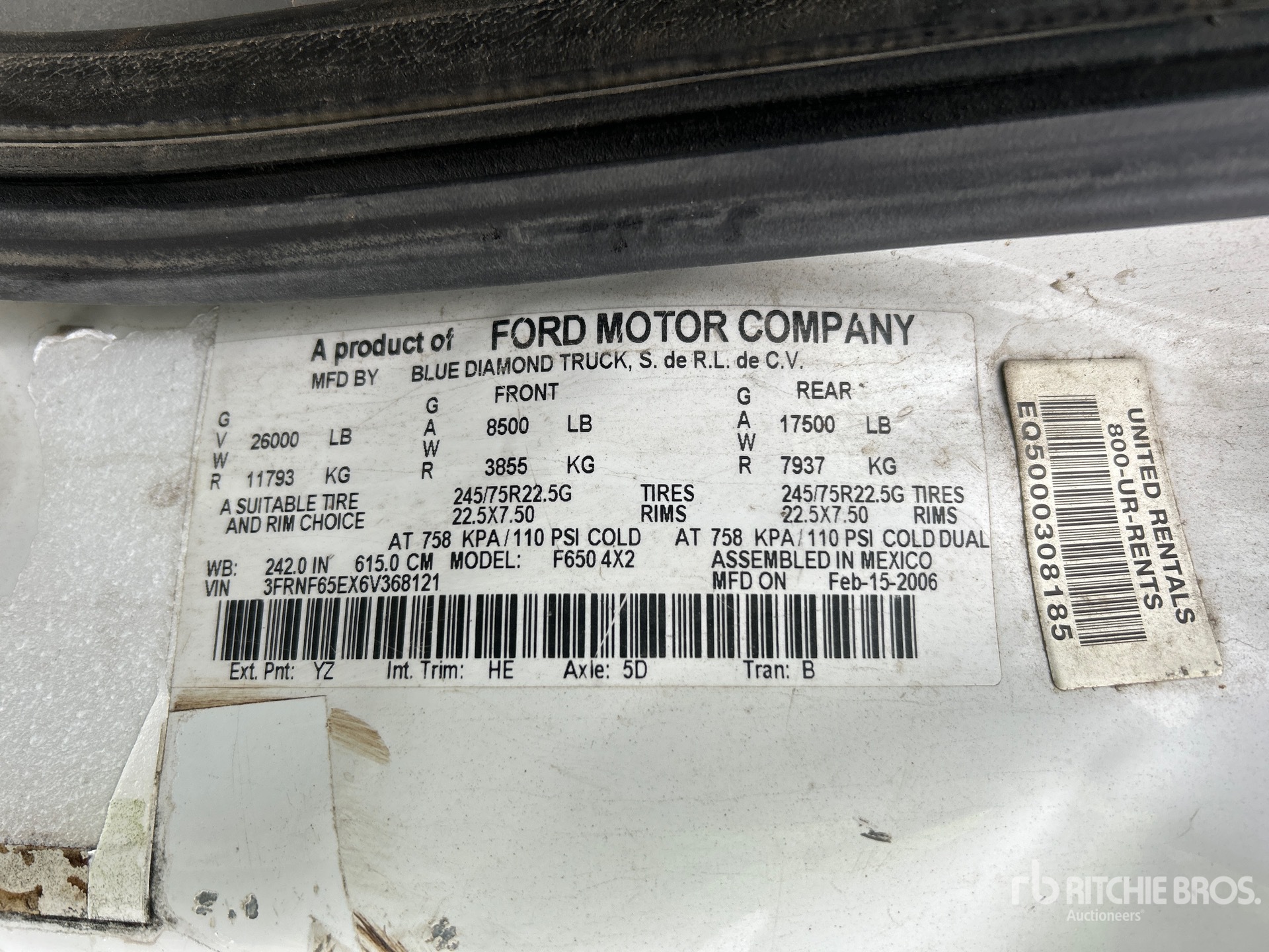 General Appearance with Serial Number / VIN