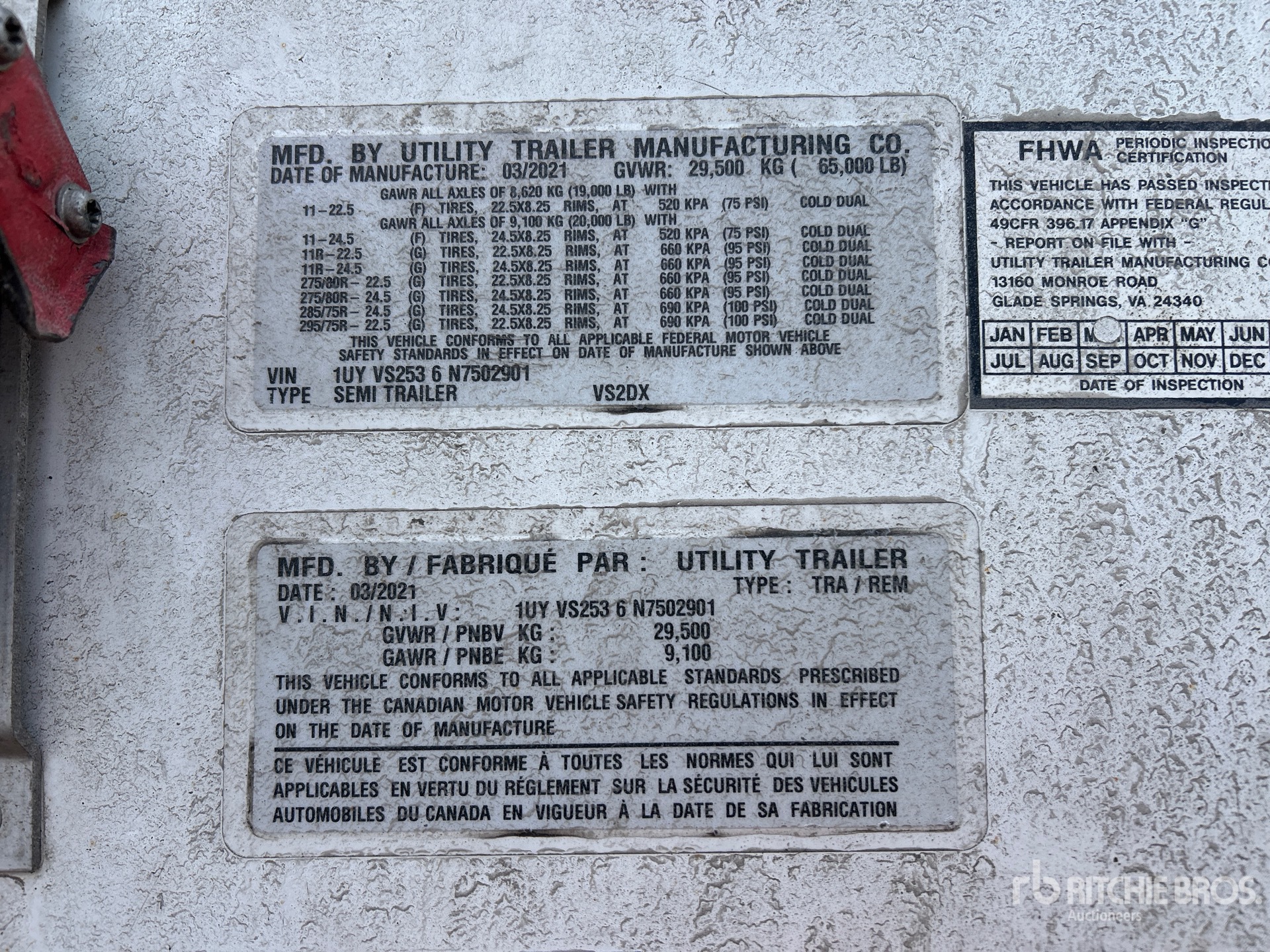 General Appearance with Serial Number / VIN