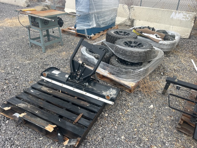 Quantity of (3) Pallets of UTV Tires, UTV suspension, snow plow blade.