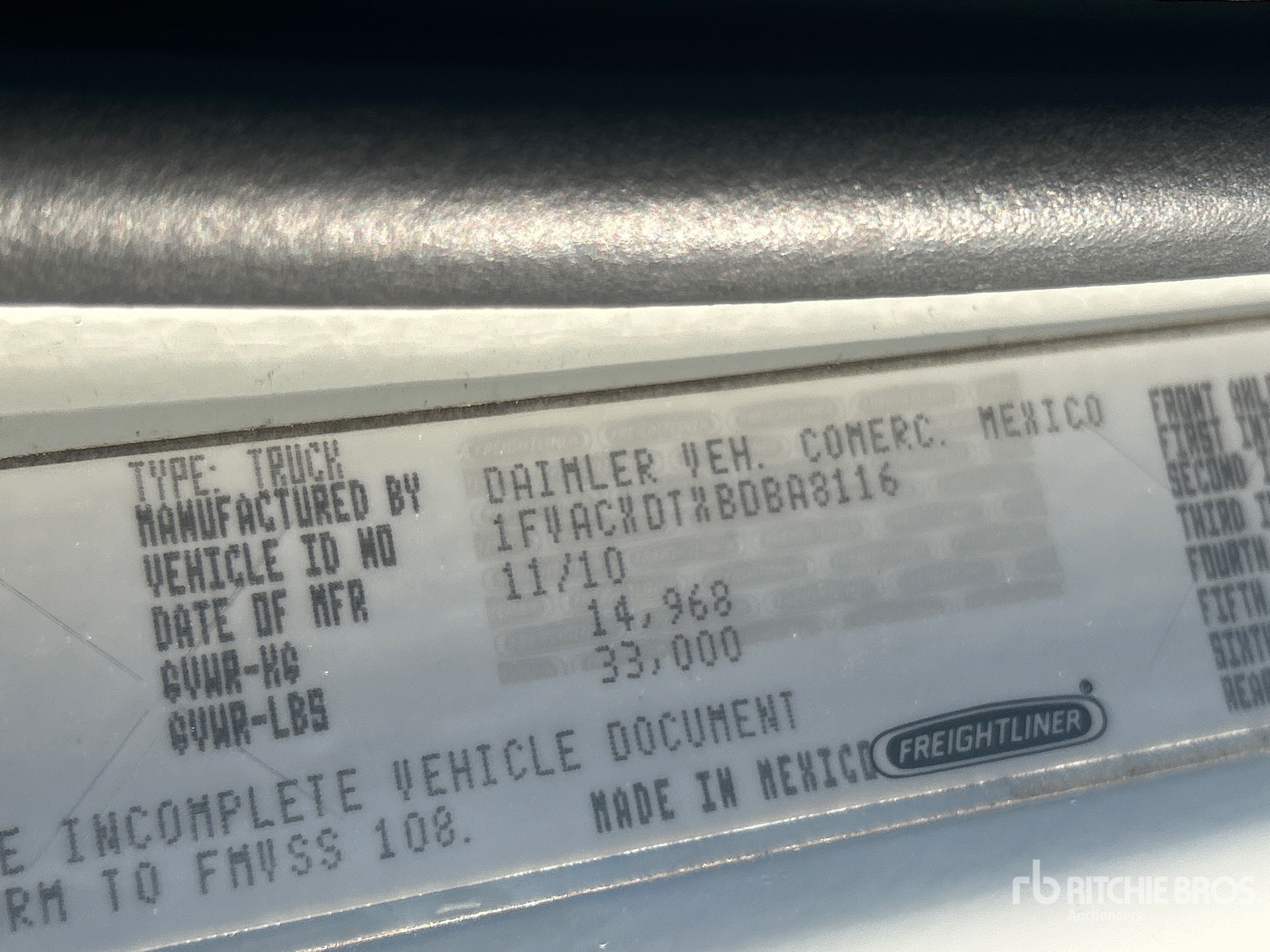 General Appearance with Serial Number / VIN