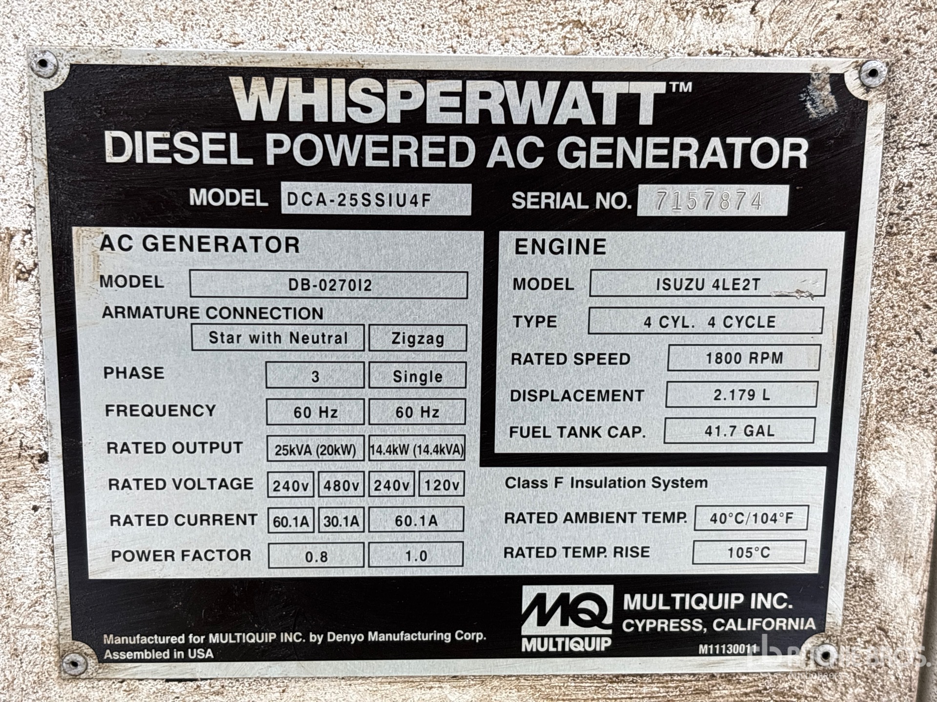 General Appearance with Unit Serial Number