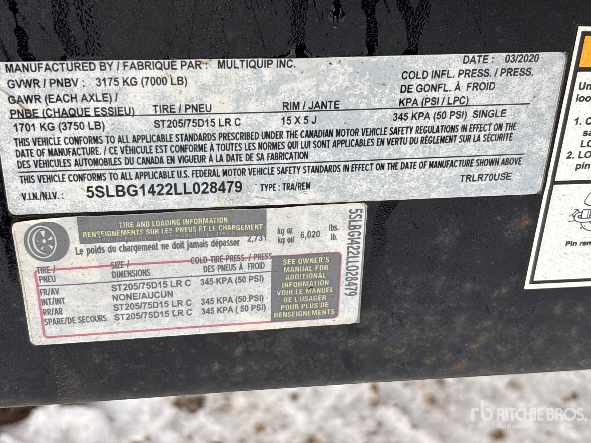 General Appearance with Serial Number / VIN