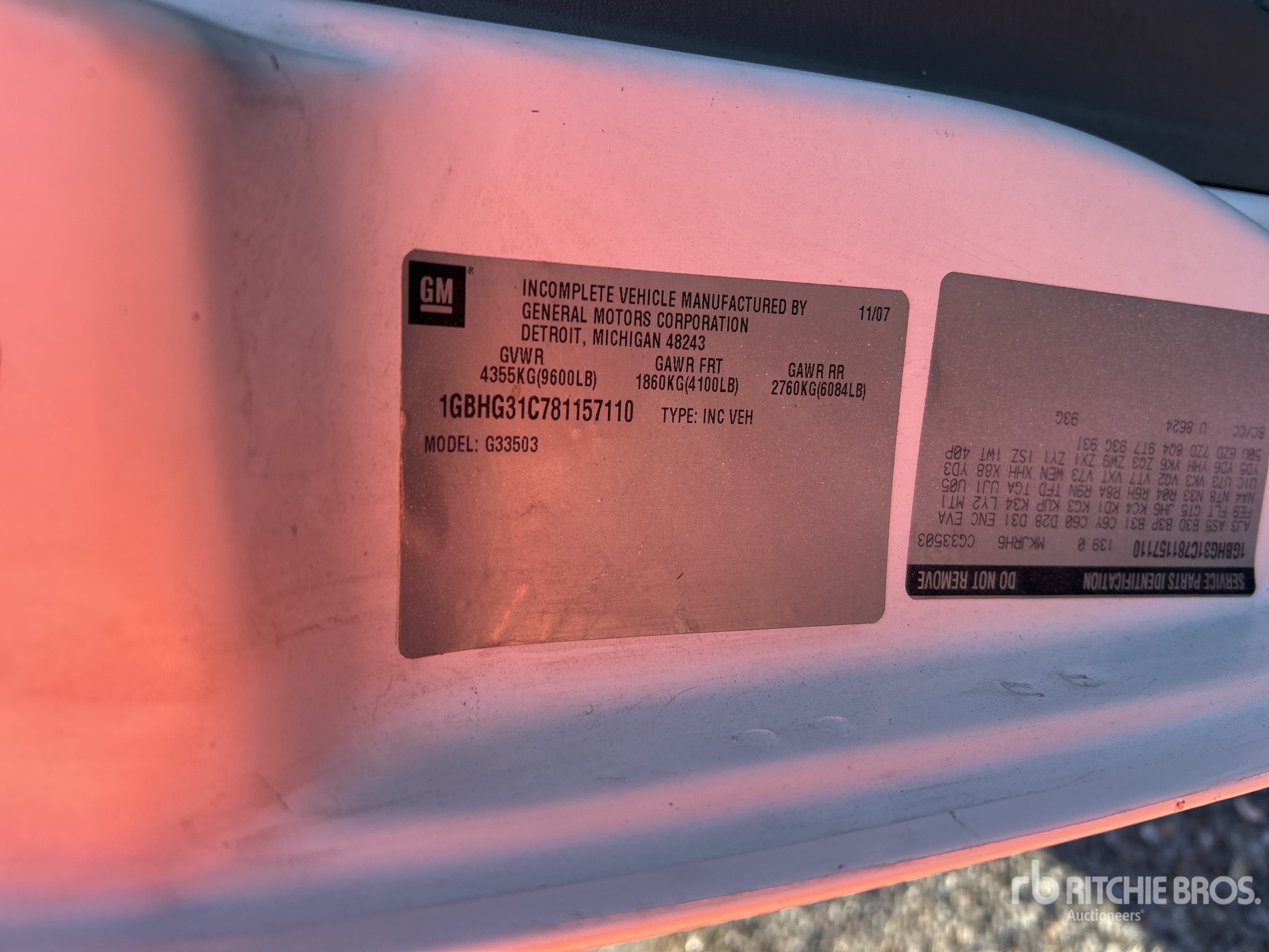 General Appearance with Serial Number / VIN