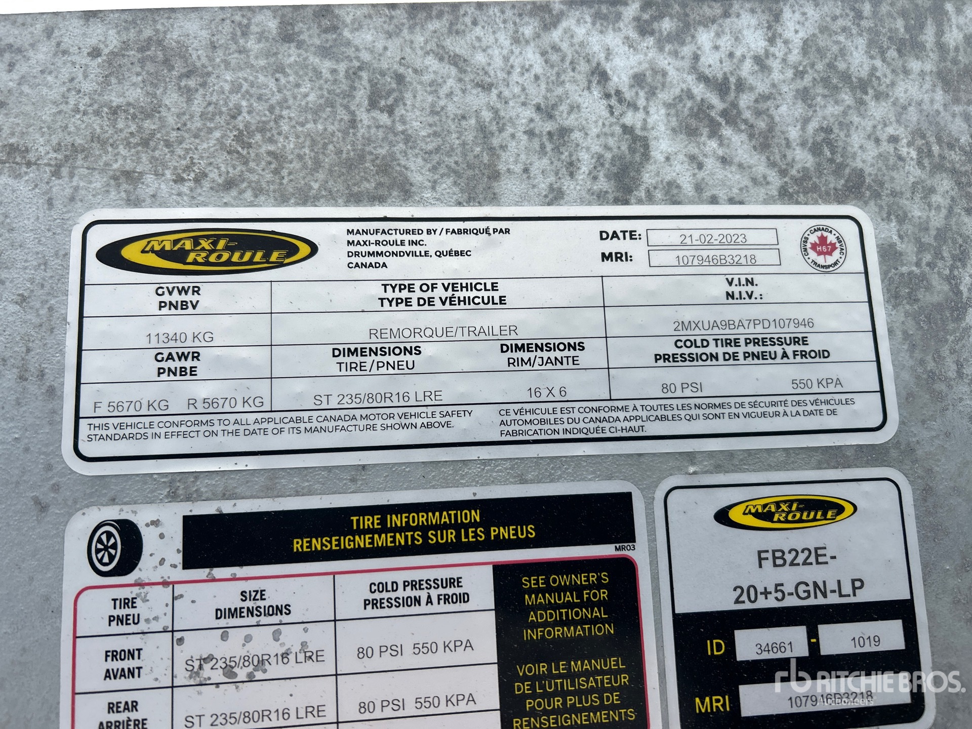 General Appearance with Serial Number / VIN