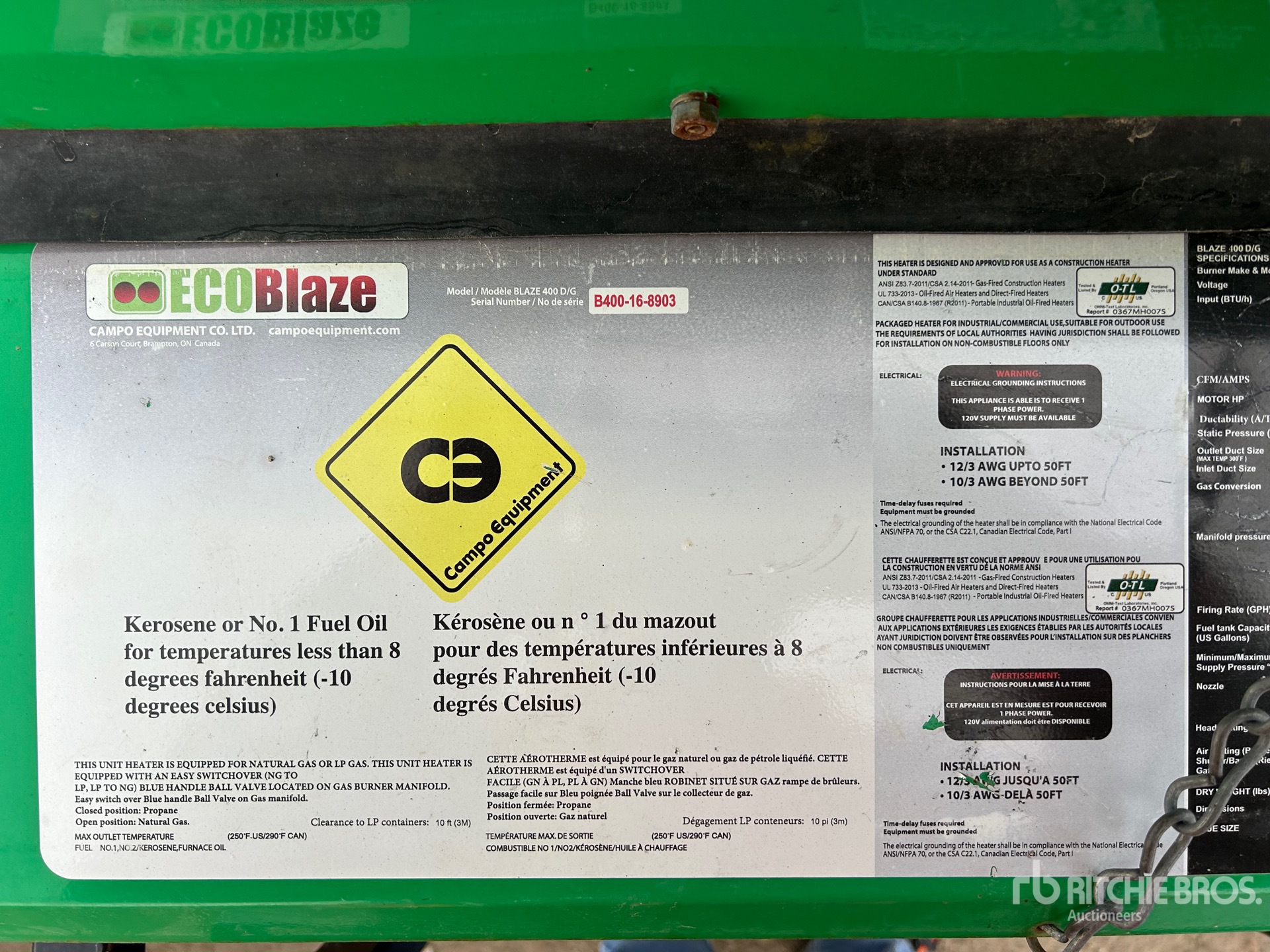 General Appearance with N.º de serie/VIN