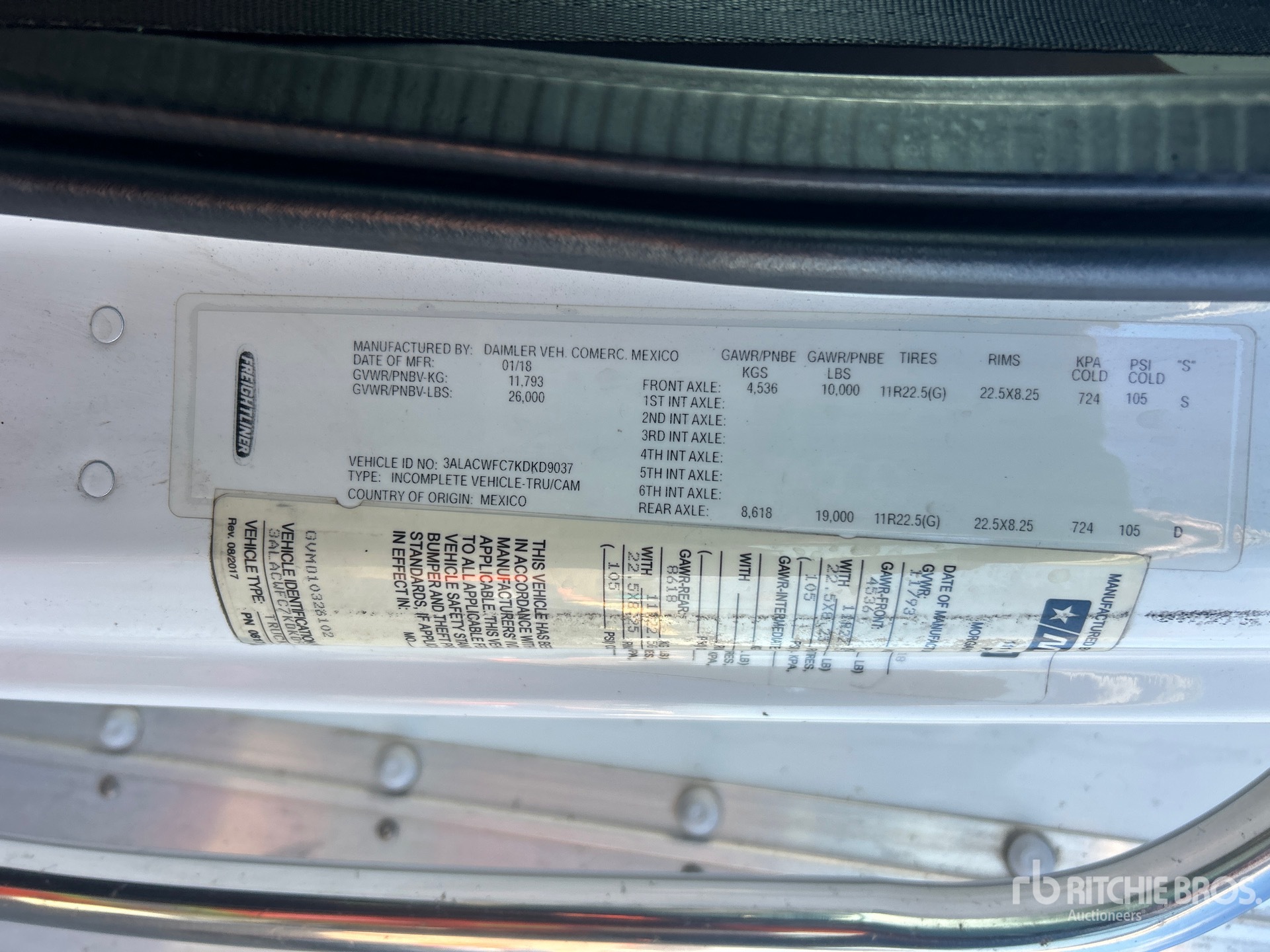 General Appearance with Serial Number / VIN