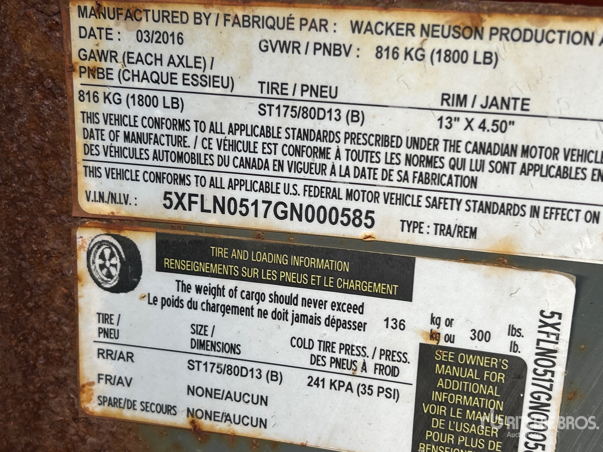 General Appearance with Serial Number / VIN