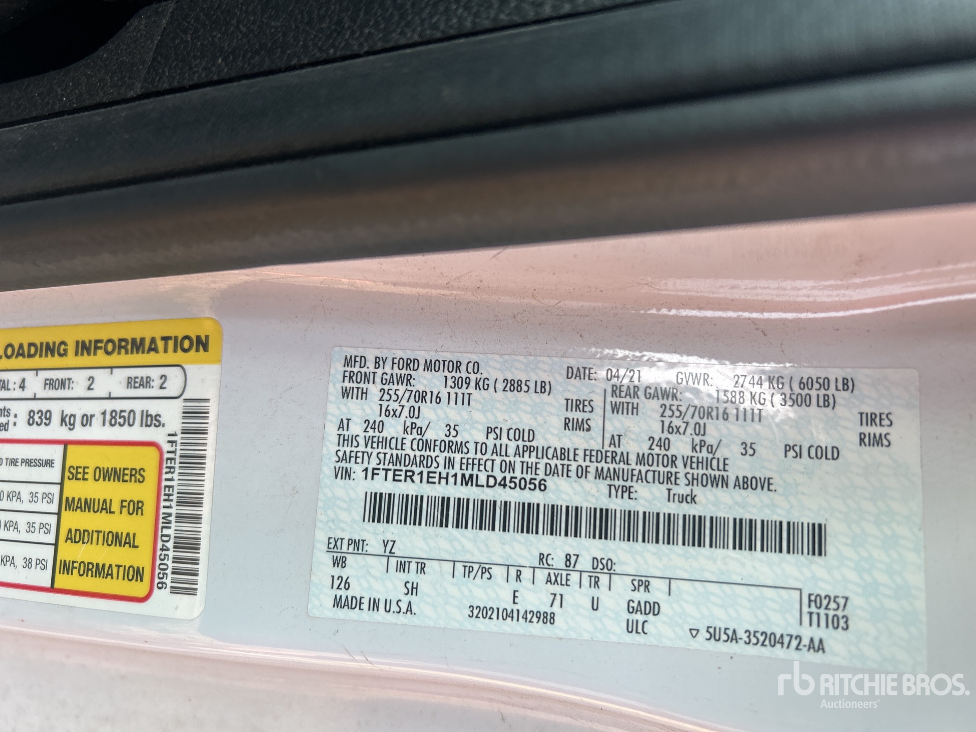 General Appearance with Serial Number / VIN