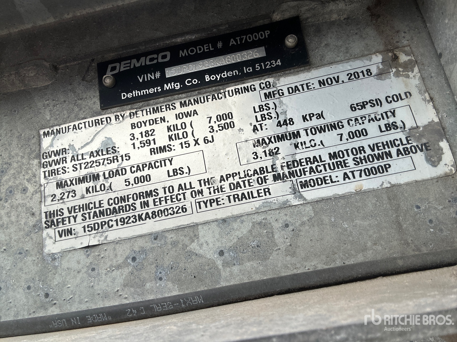 General Appearance with Serial Number / VIN