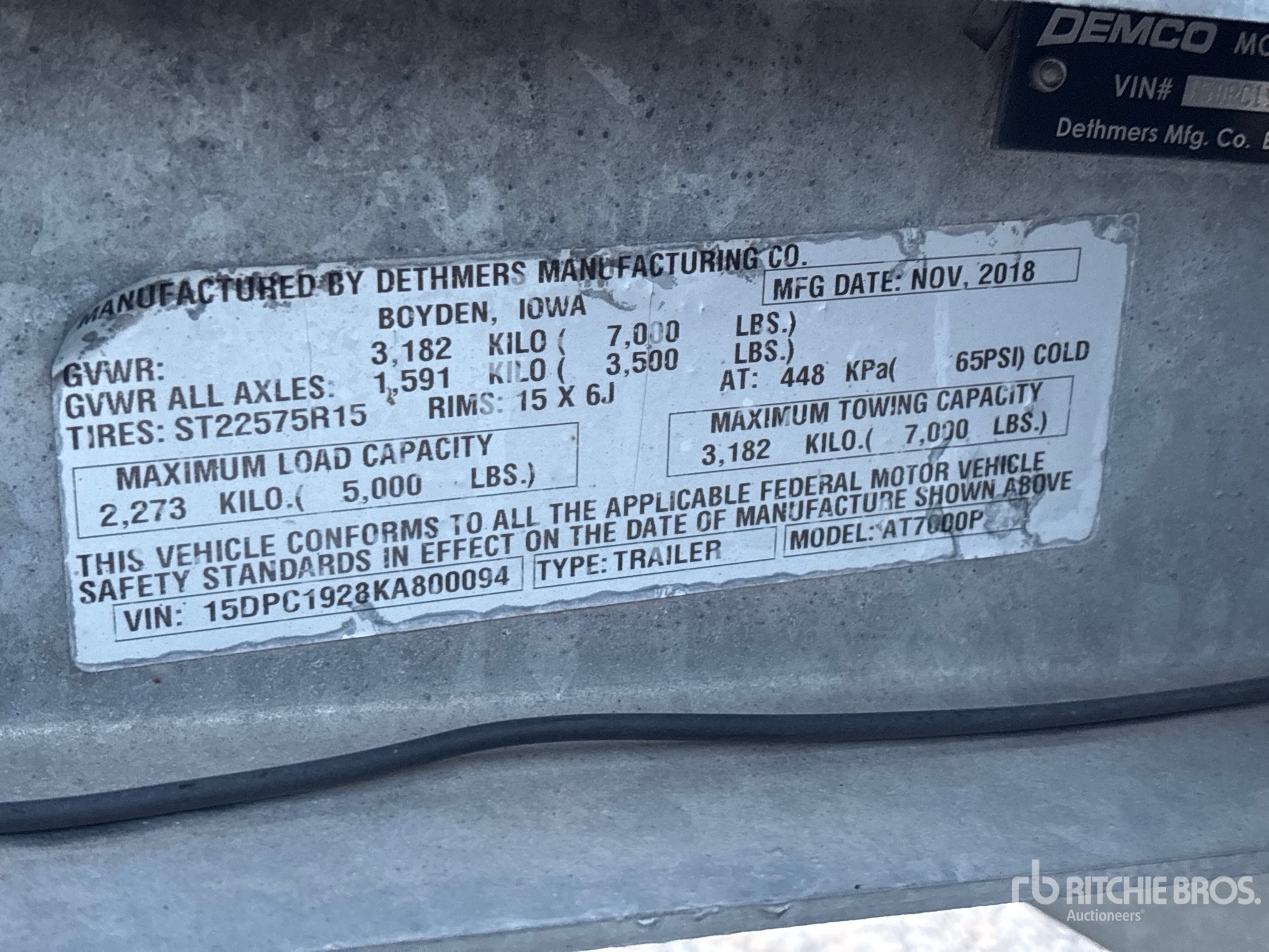 General Appearance with Serial Number / VIN