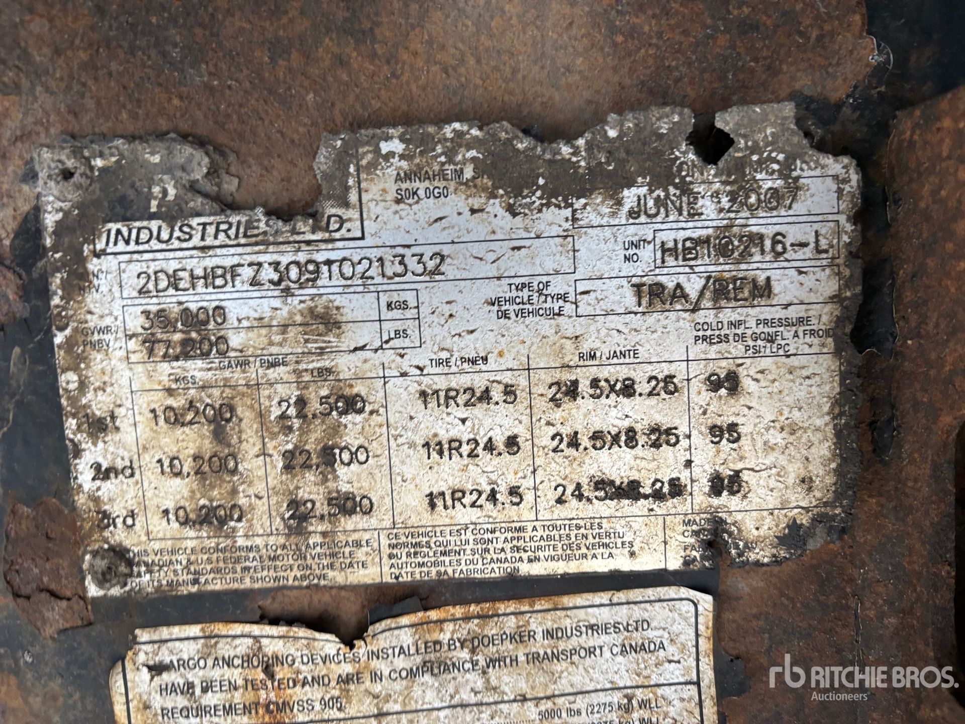 General Appearance with N.º de serie/VIN