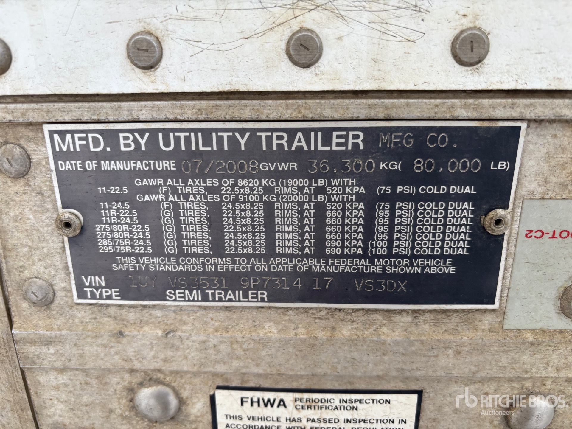 General Appearance with Serial Number / VIN