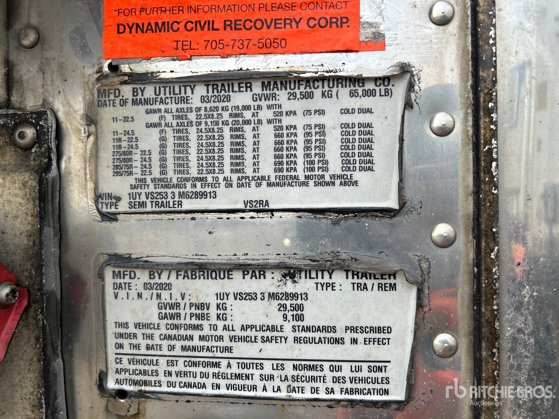 General Appearance with Serial Number / VIN