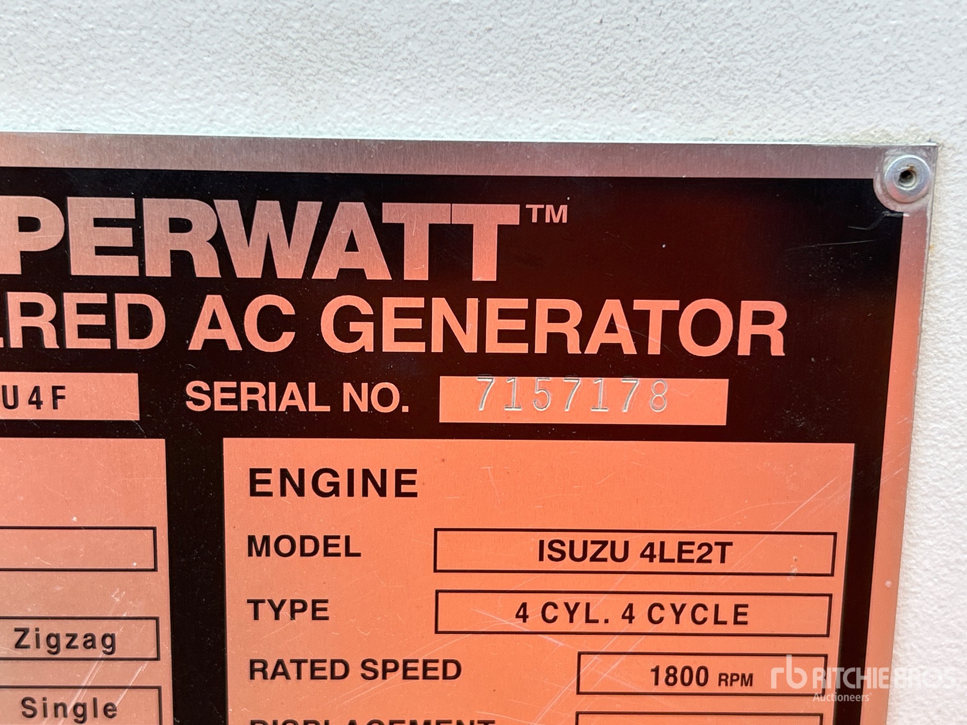 General Appearance with Unit Serial Number