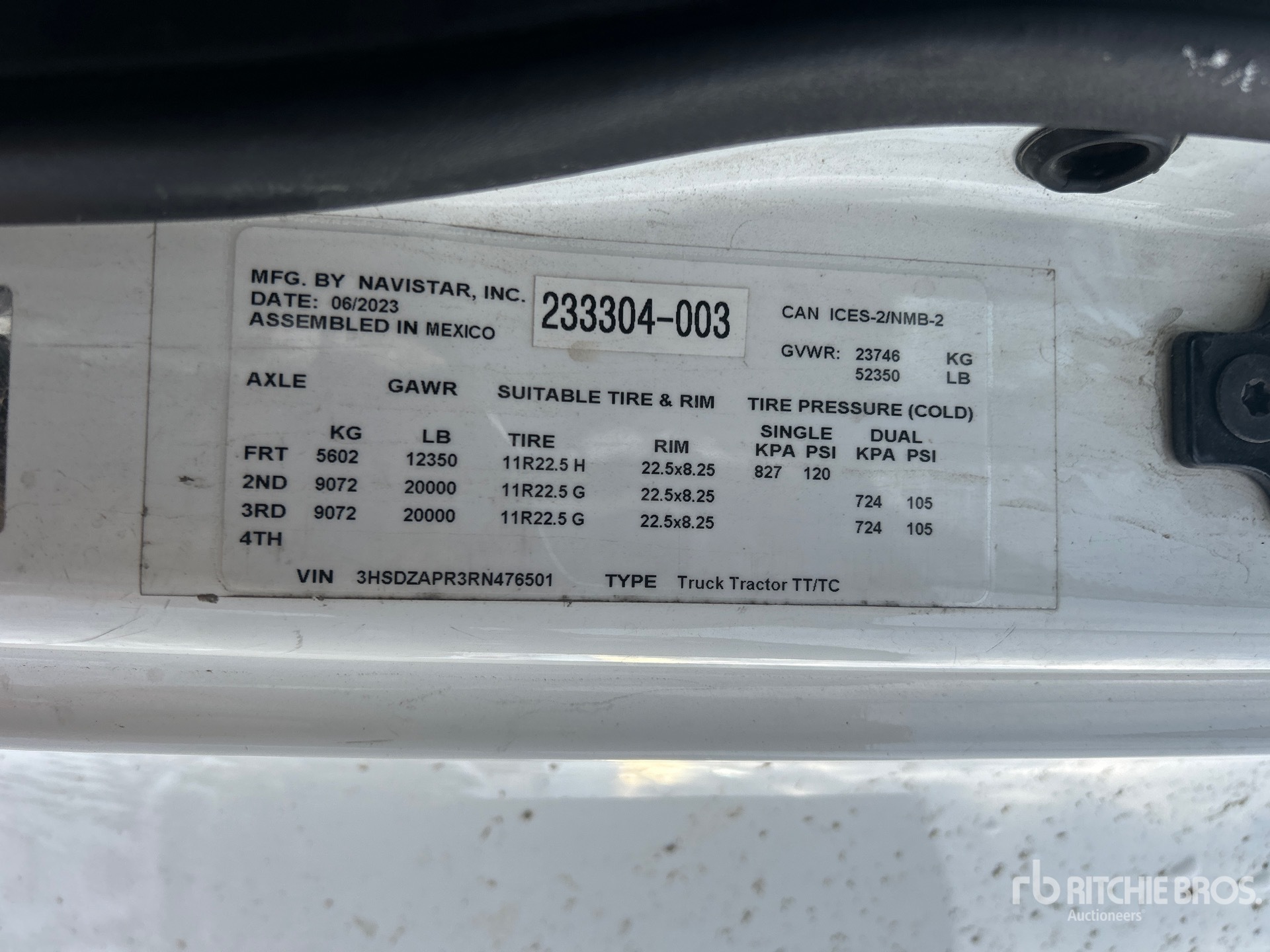 General Appearance with Serial Number / VIN