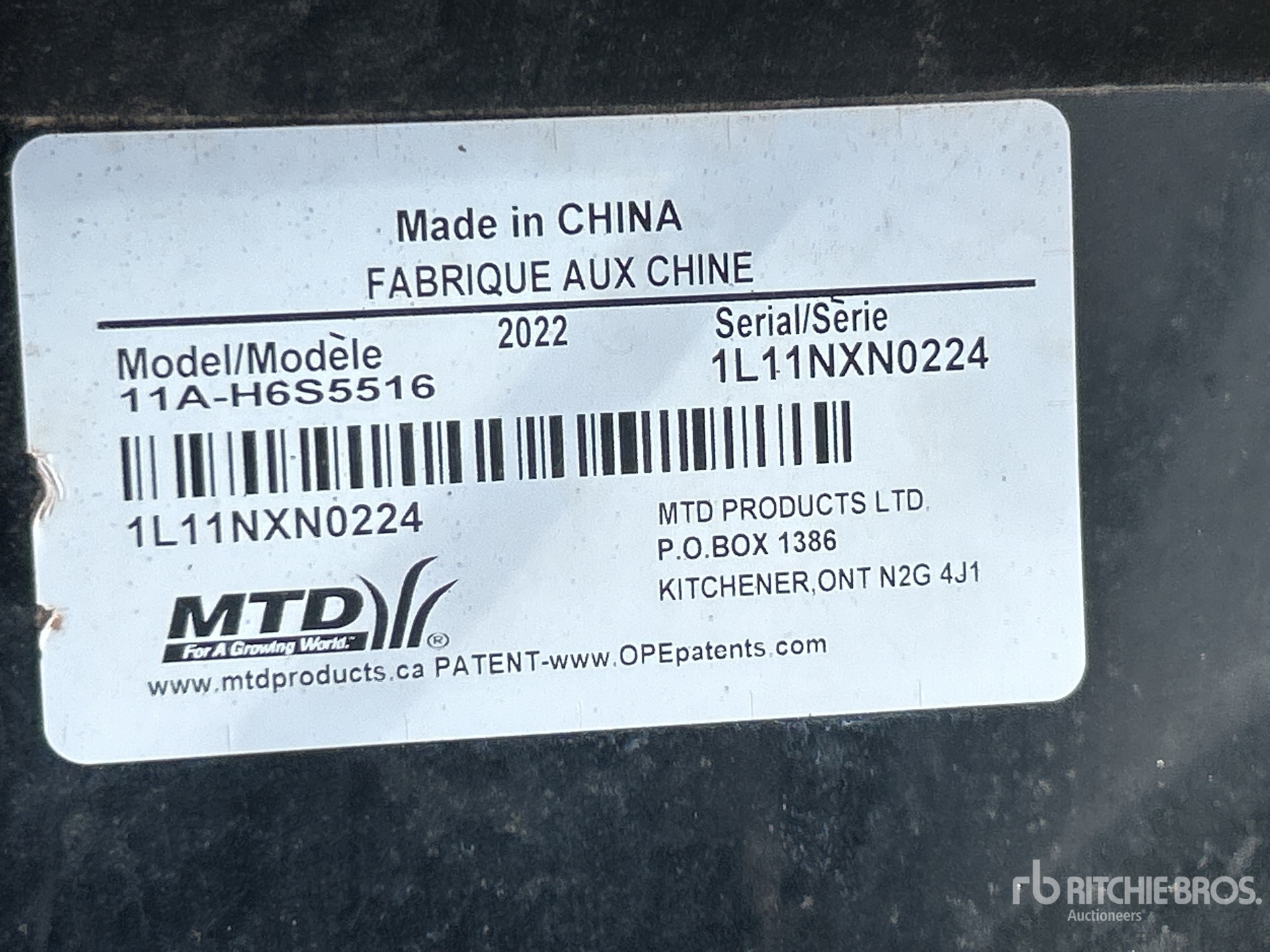 General Appearance with Serial Number / VIN