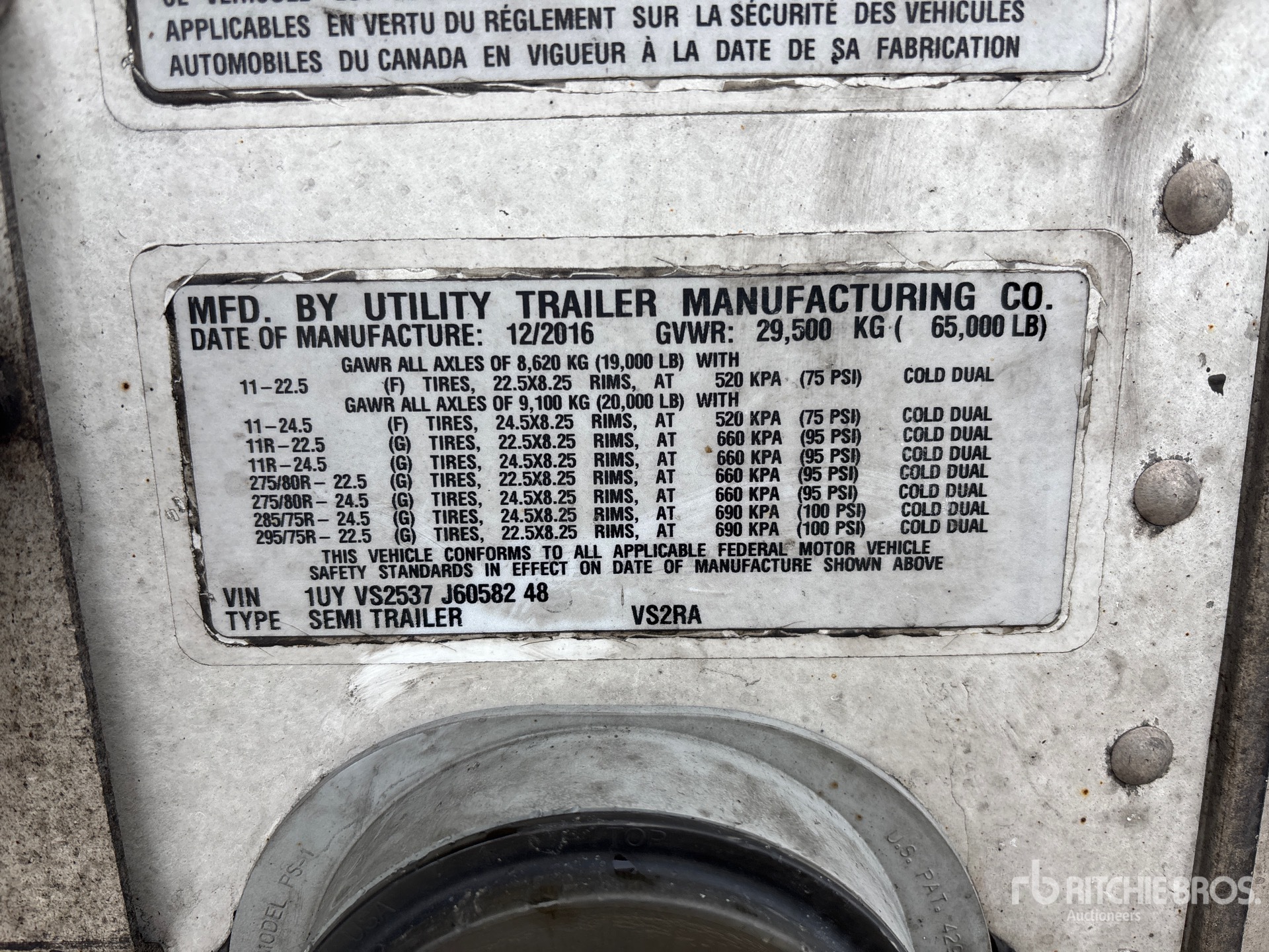 General Appearance with Serial Number / VIN