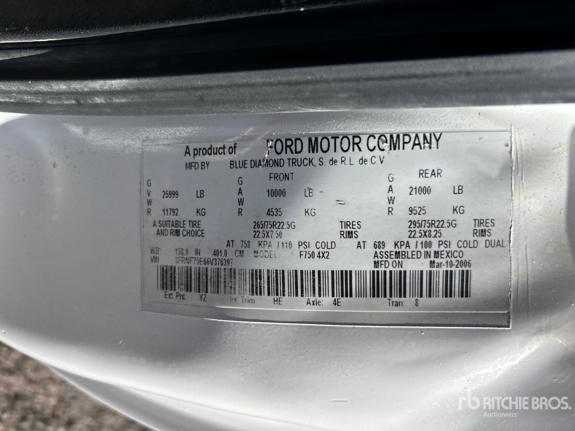 General Appearance with Serial Number / VIN