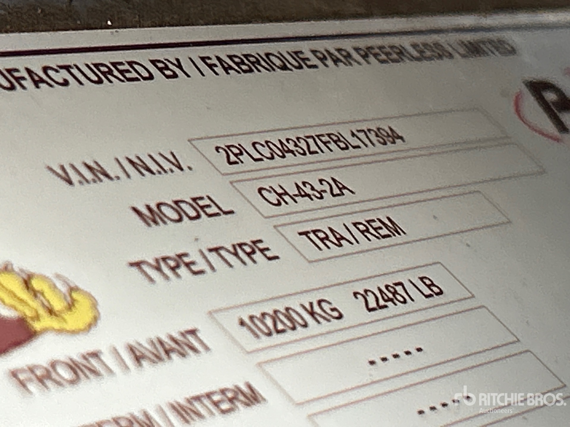 General Appearance with Serial Number / VIN