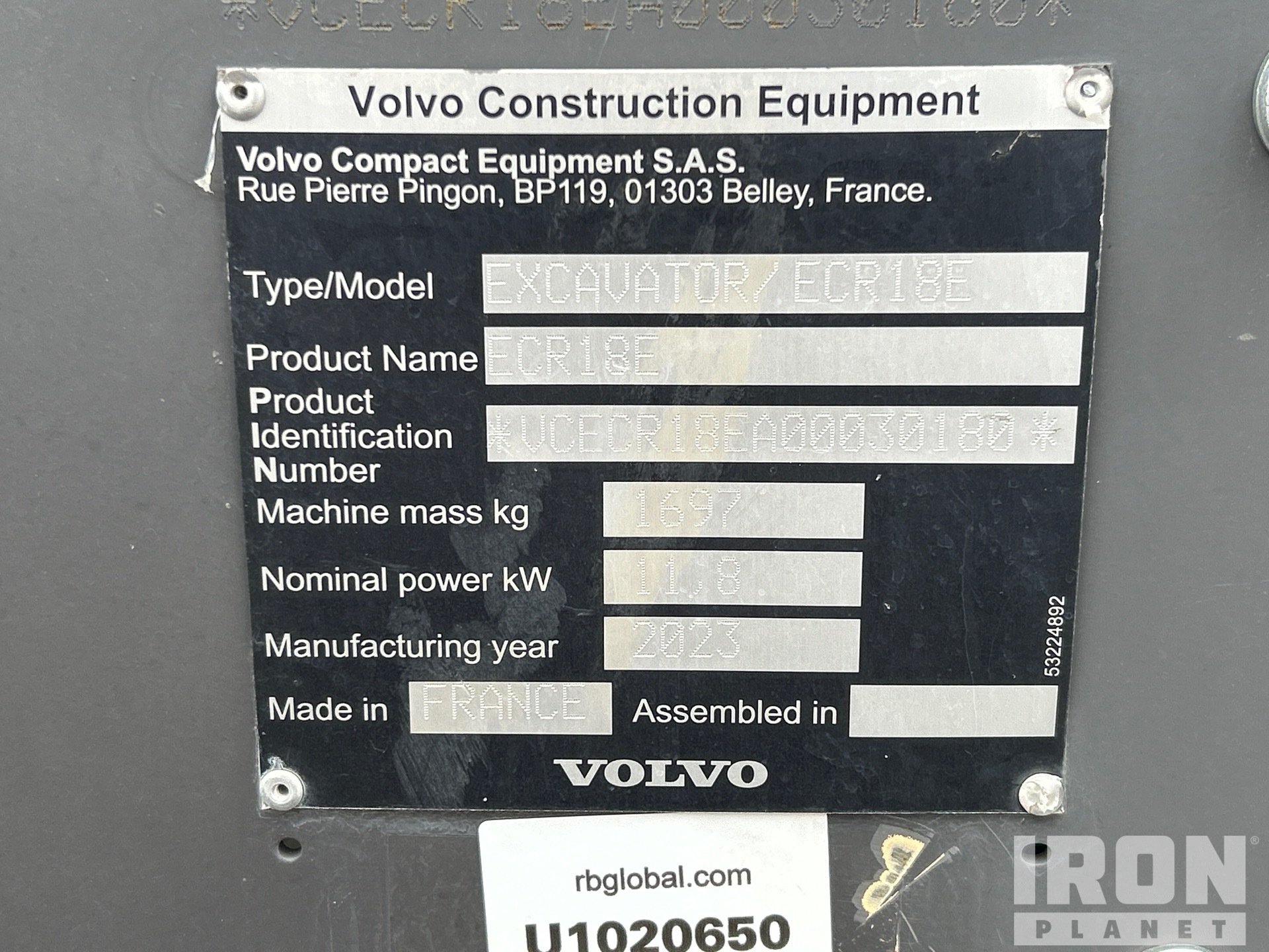 2023 Volvo ECR18E