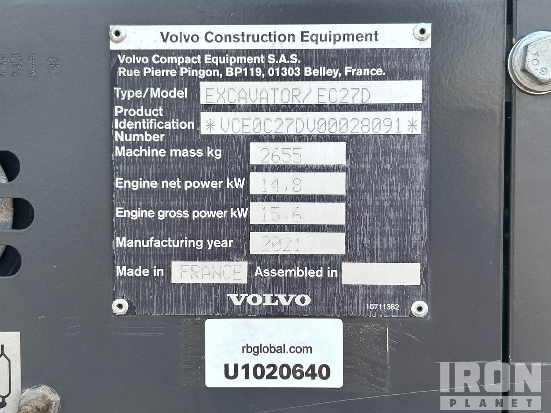 2021 Volvo EC27D