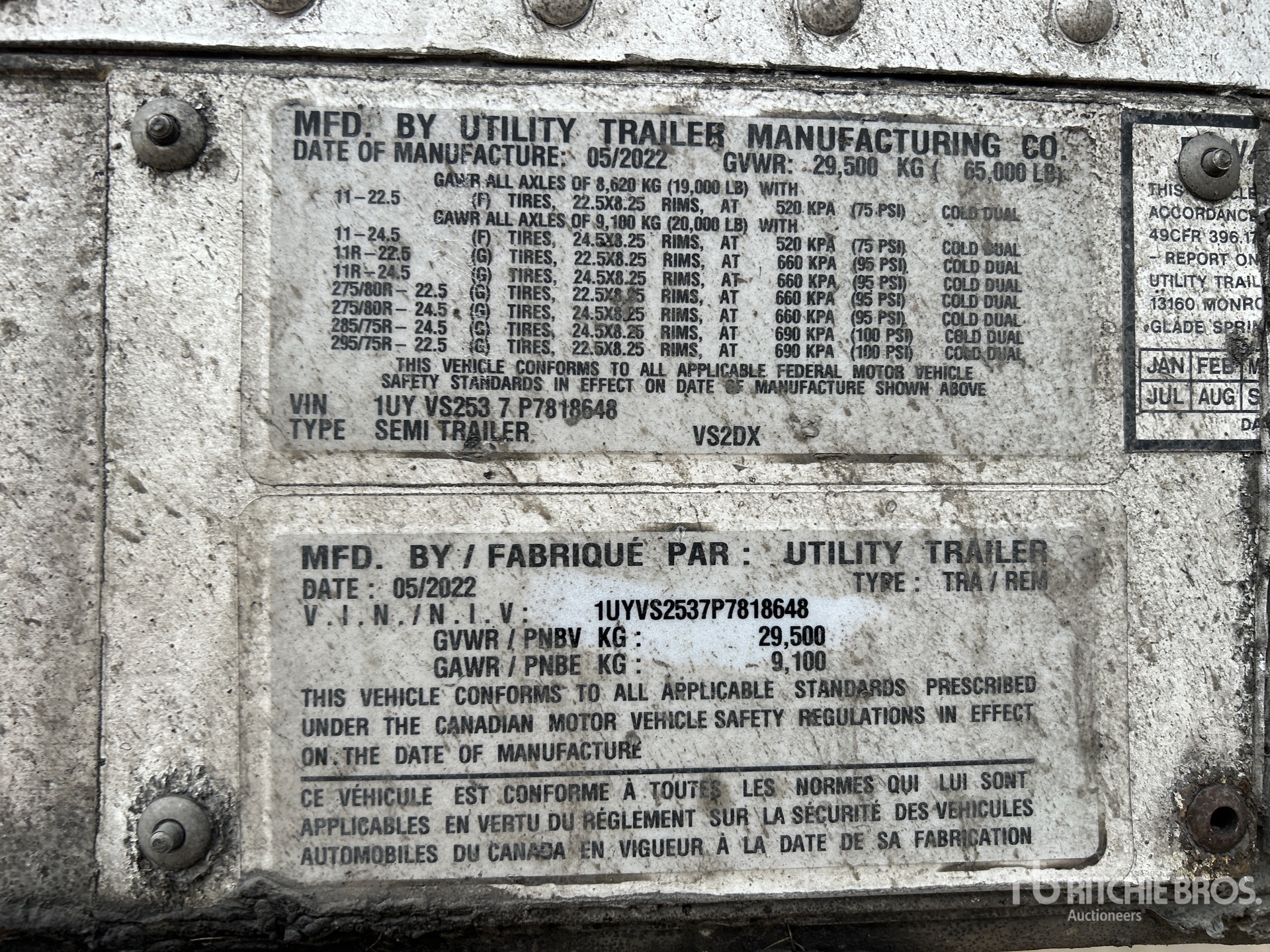 General Appearance with Serial Number / VIN