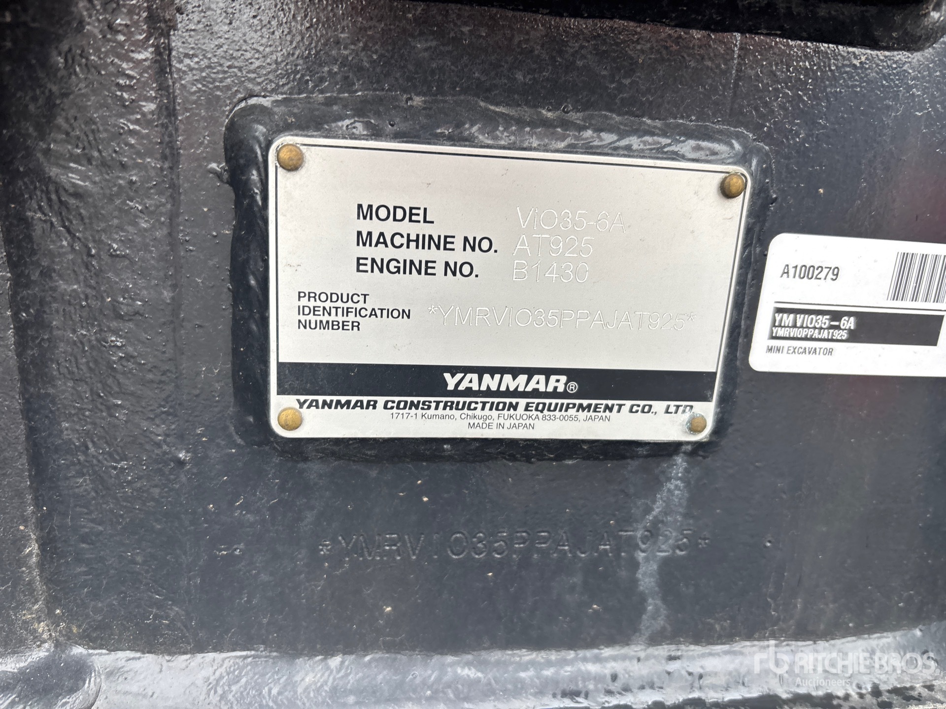 General Appearance with Serial Number / VIN