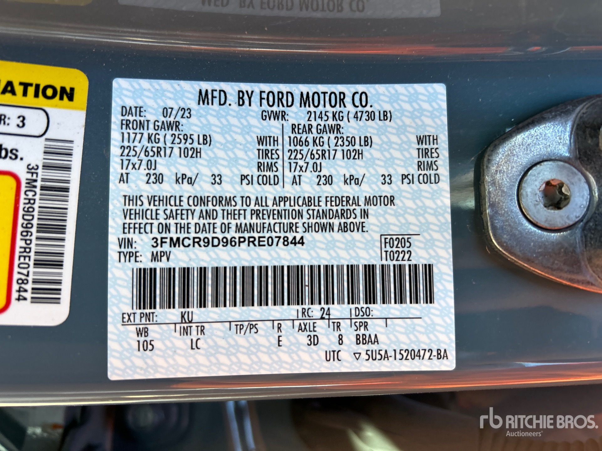 General Appearance with Serial Number / VIN