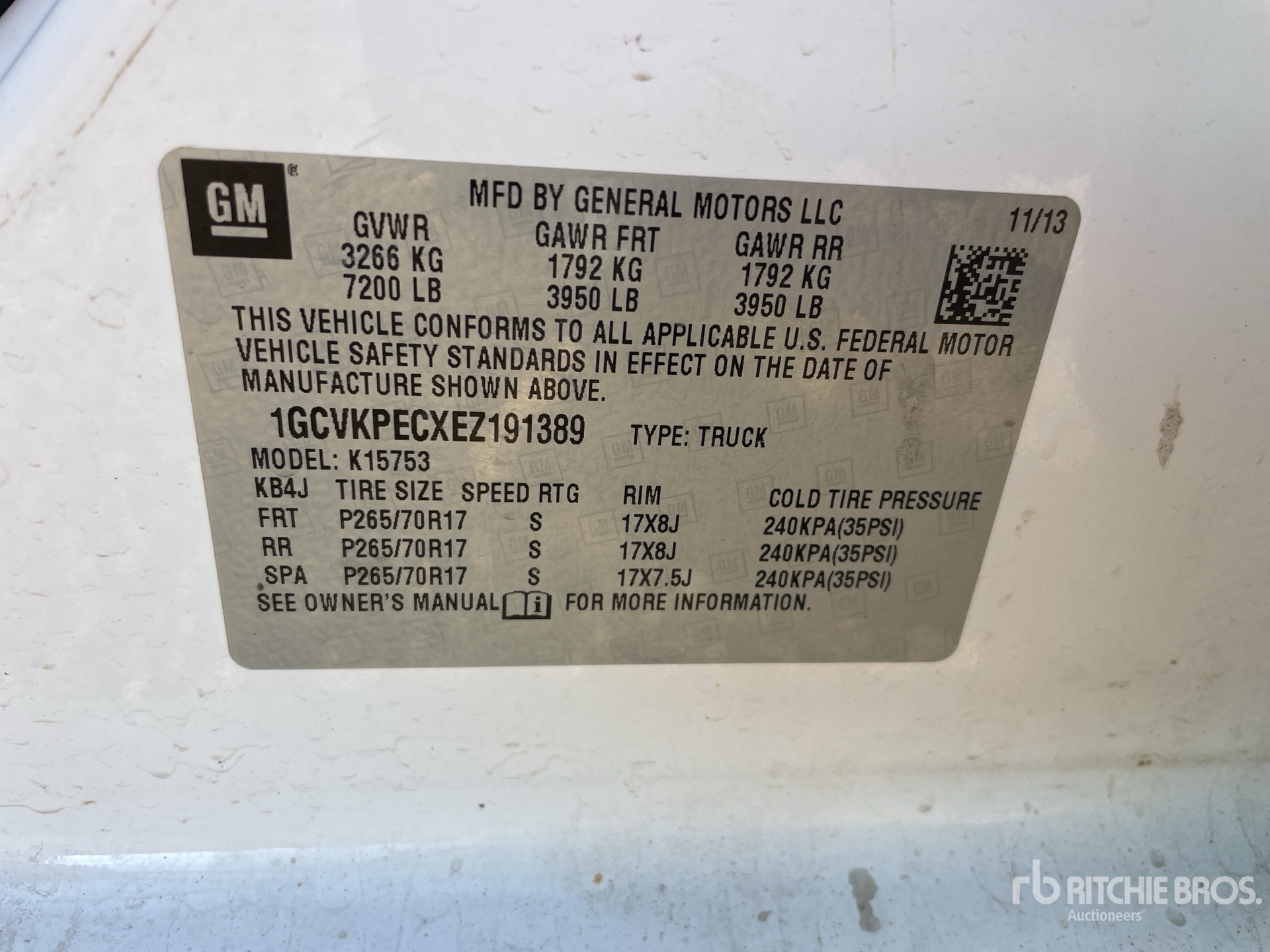 General Appearance with N.º de serie/VIN