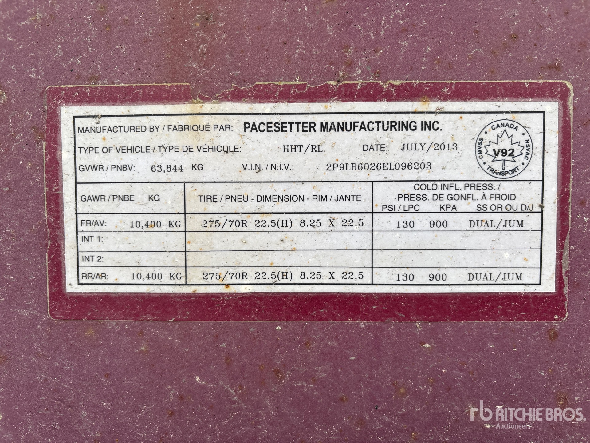 General Appearance with N.º de serie/VIN