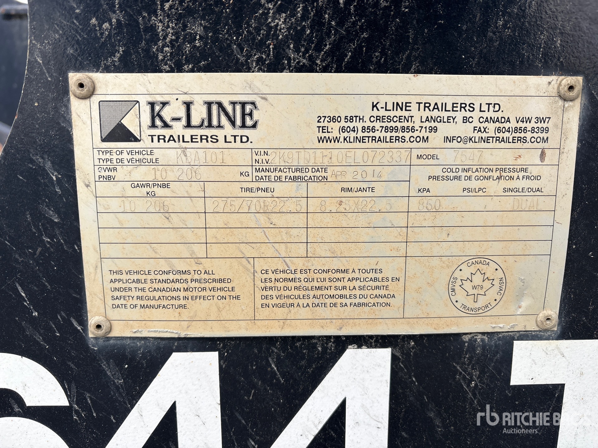 General Appearance with Serial Number / VIN