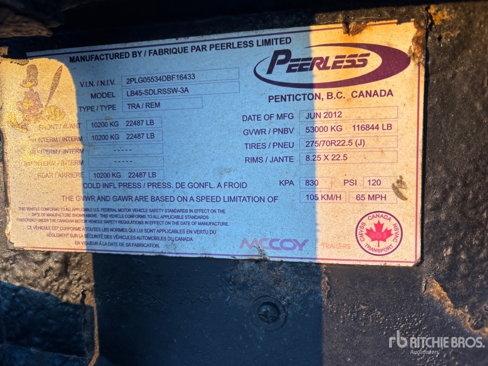 General Appearance with Serial Number / VIN