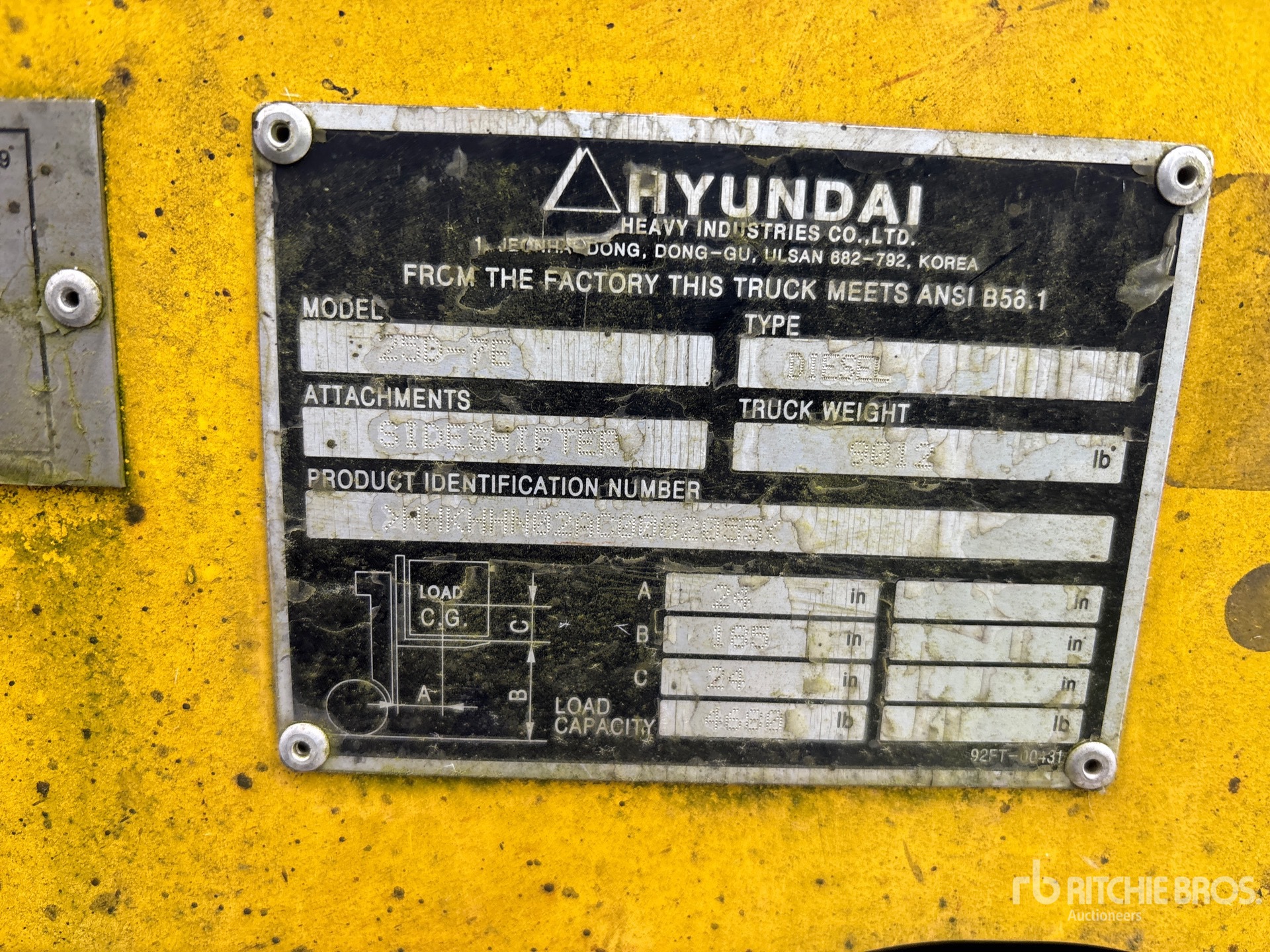 General Appearance with Serial Number / VIN