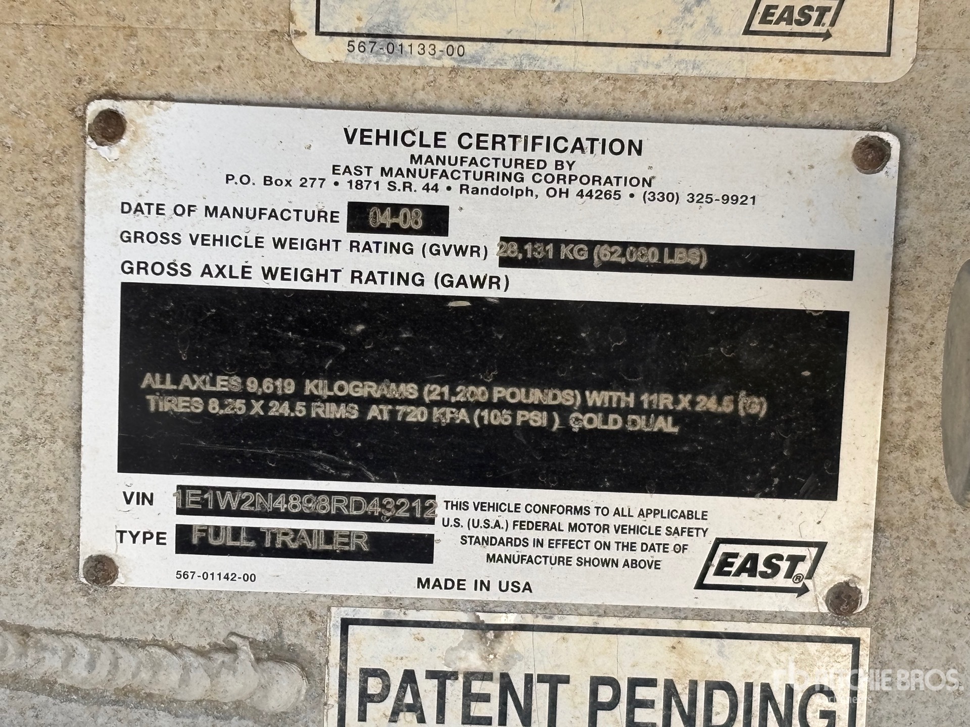 General Appearance with Serial Number / VIN